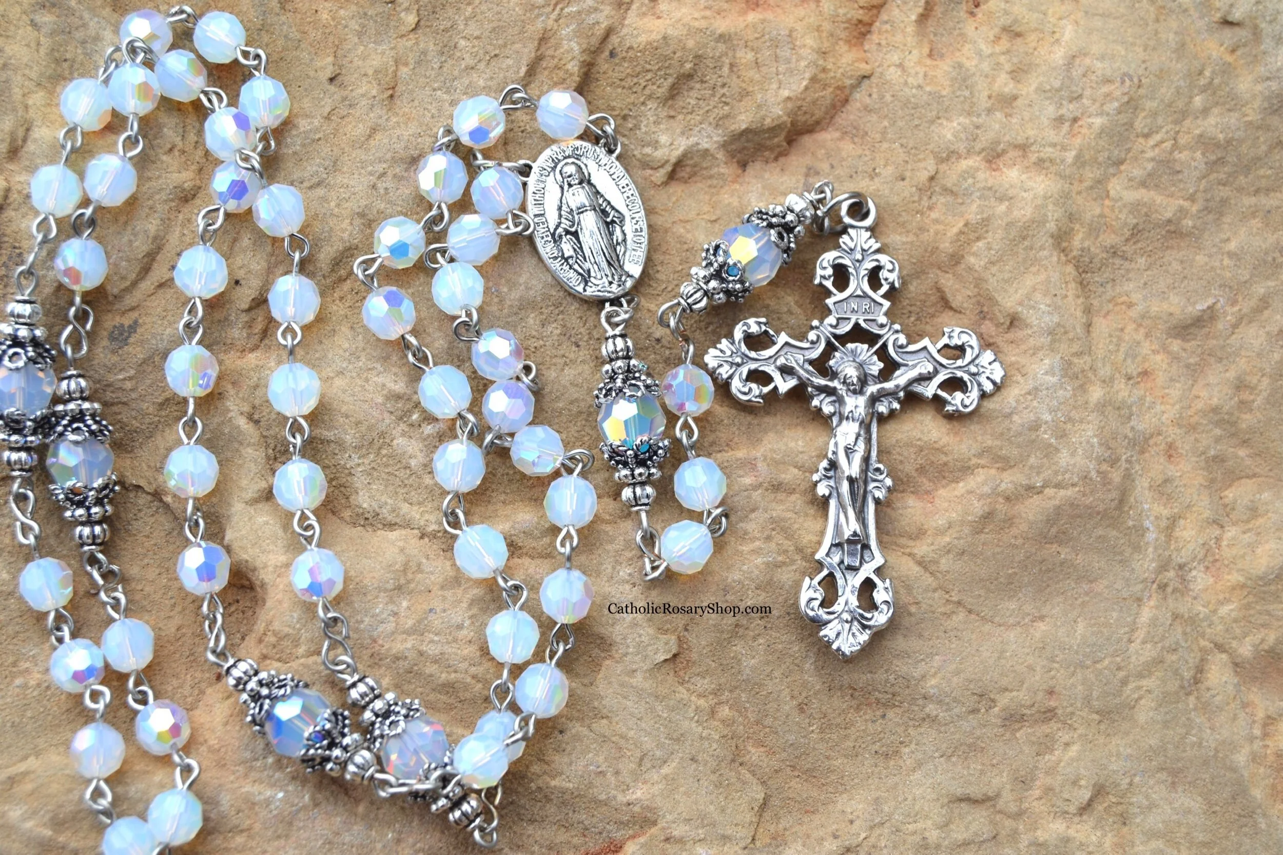 Opal Rosary | October Birthstone Rosary | Personalized Birthstone Rosary | Rosary Gifts for Men and Women | CatholicRosaryShop.com