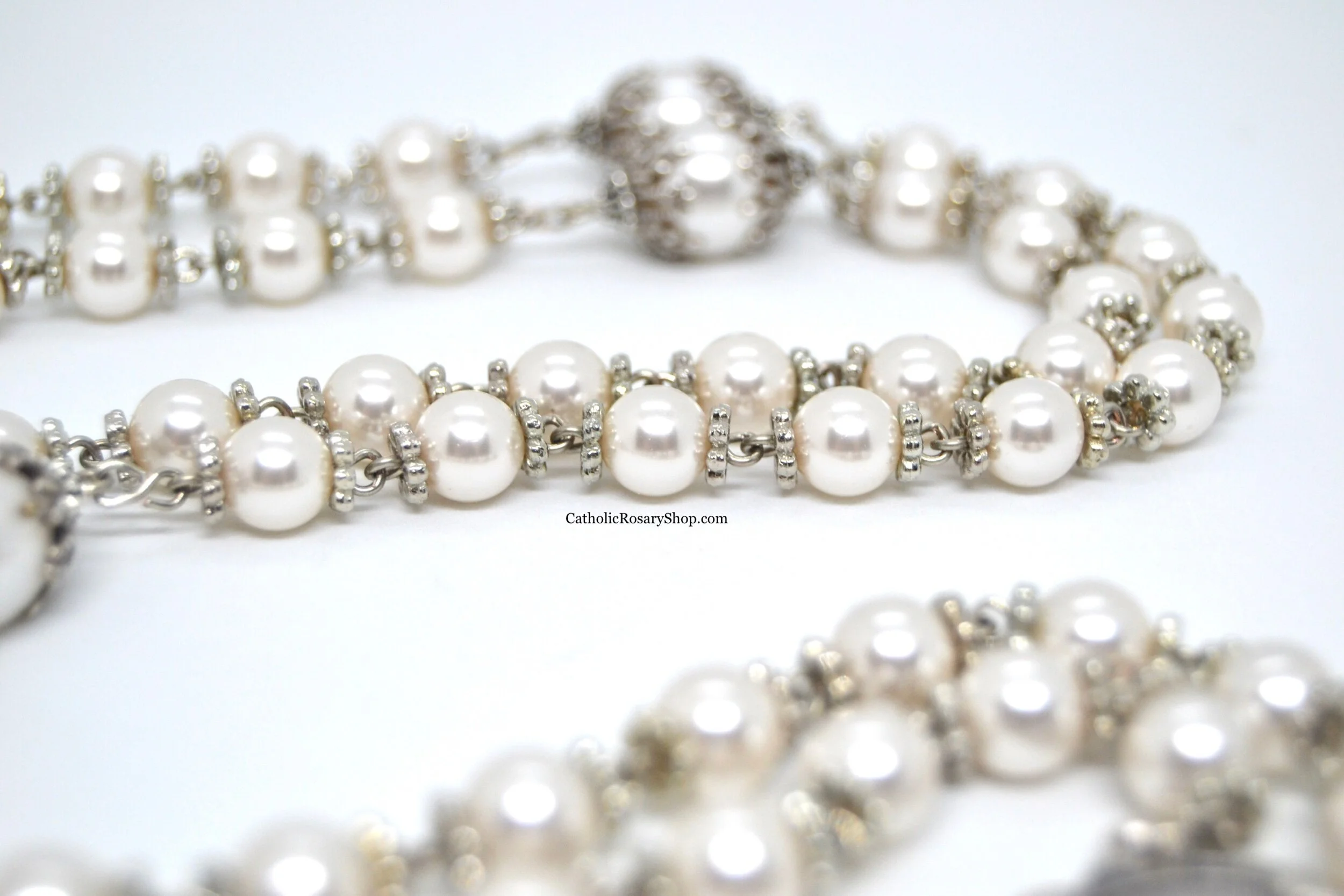 Antique Styled White Pearl Rosary for Women and Girls | Heirloom Rosary for Weddings | Personalized Rosary for the Bride | CatholicRosaryShop.com