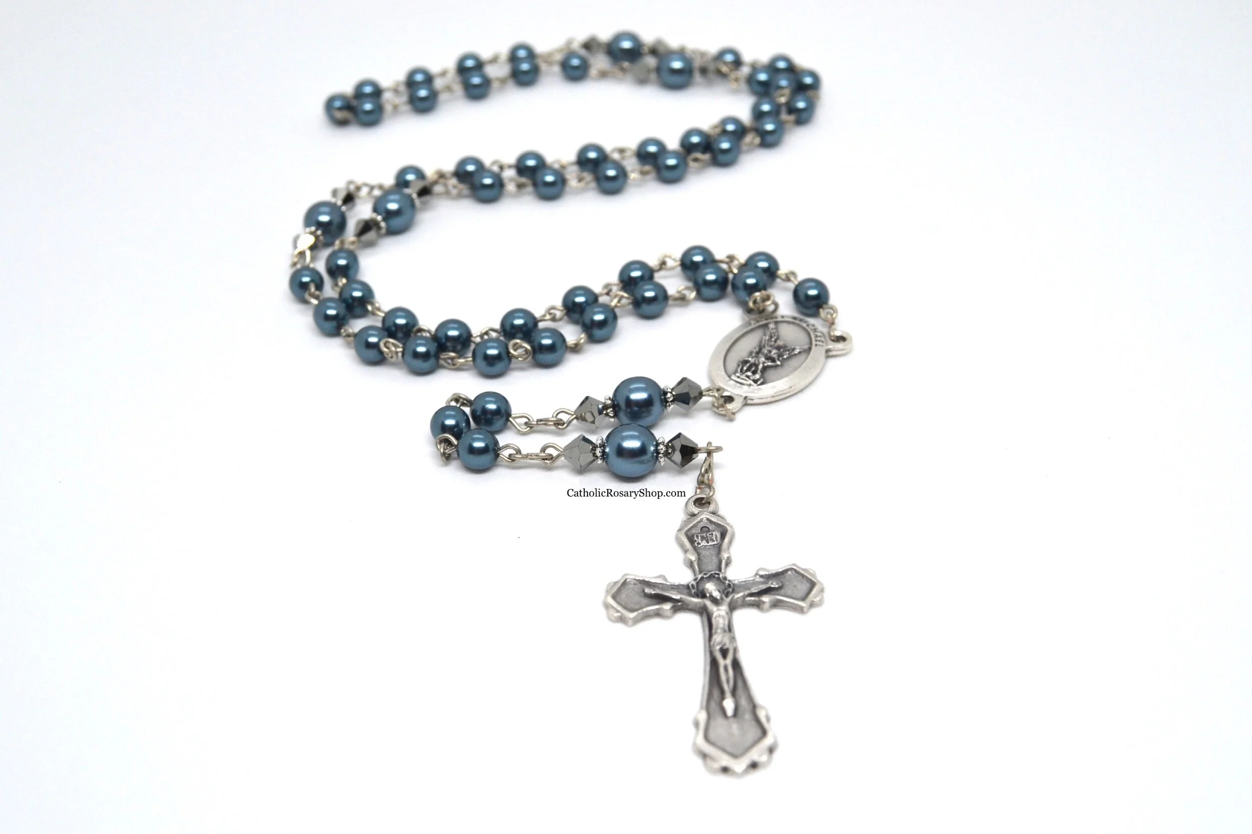 Steel Blue and Hematite Gray Rosary