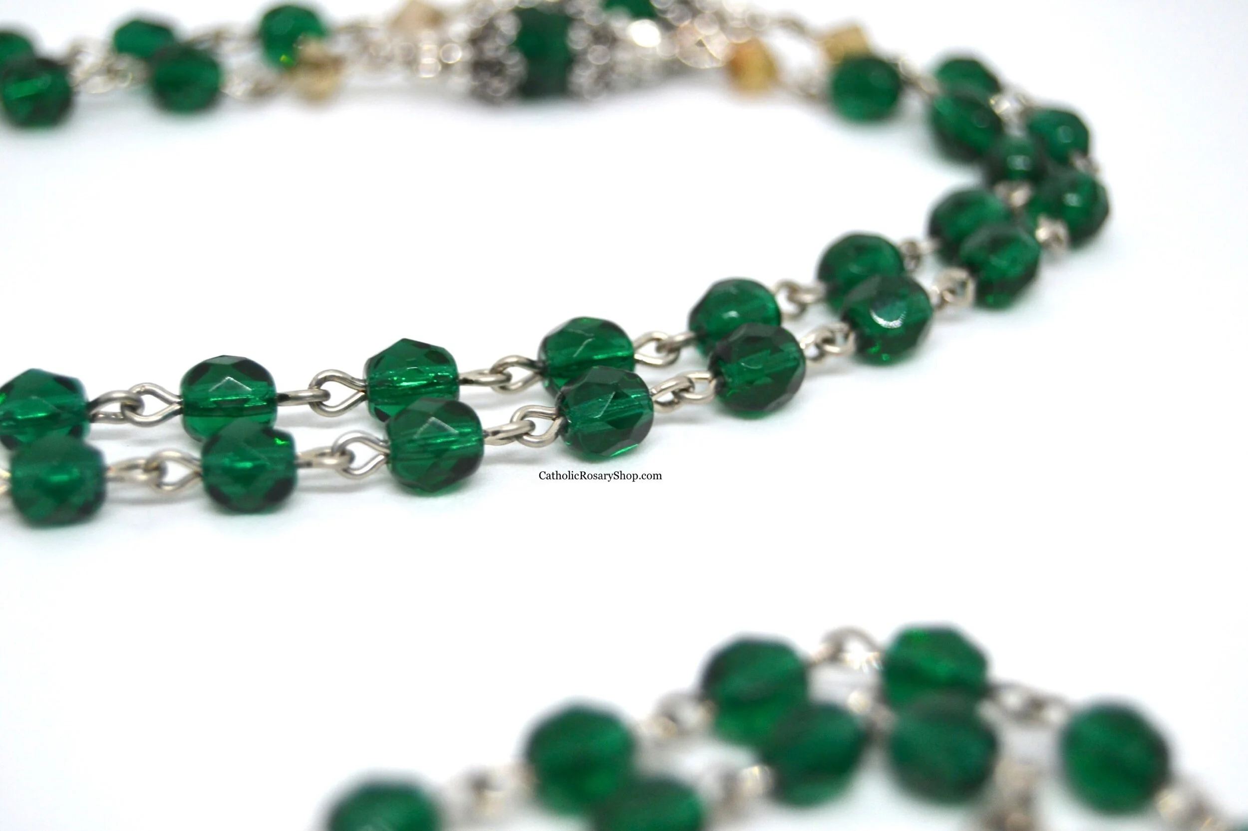Emerald and Gold Irish Rosary | Personalized Rosaries for Irish Baptism or First Communion | Custom Emerald Rosary Gifts | CatholicRosaryShop.com