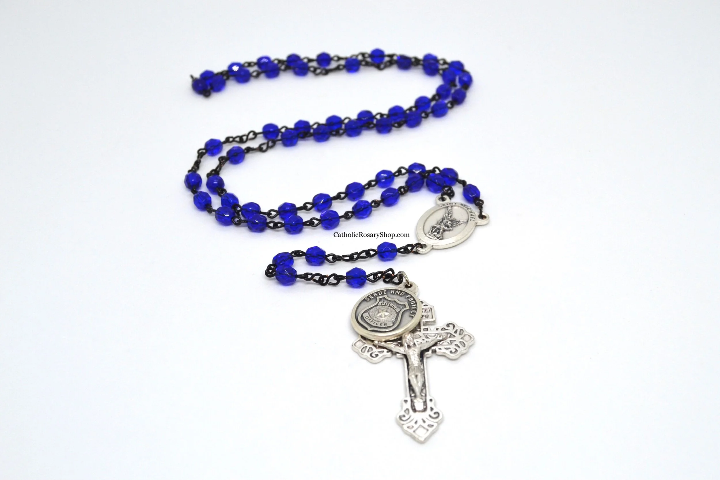 Thin Blue Line Rosary for Law Enforcement | Police Officer's Rosary | Police Academy Graduation Gifts | Personalized Police Gifts | CatholicRosaryShop.com