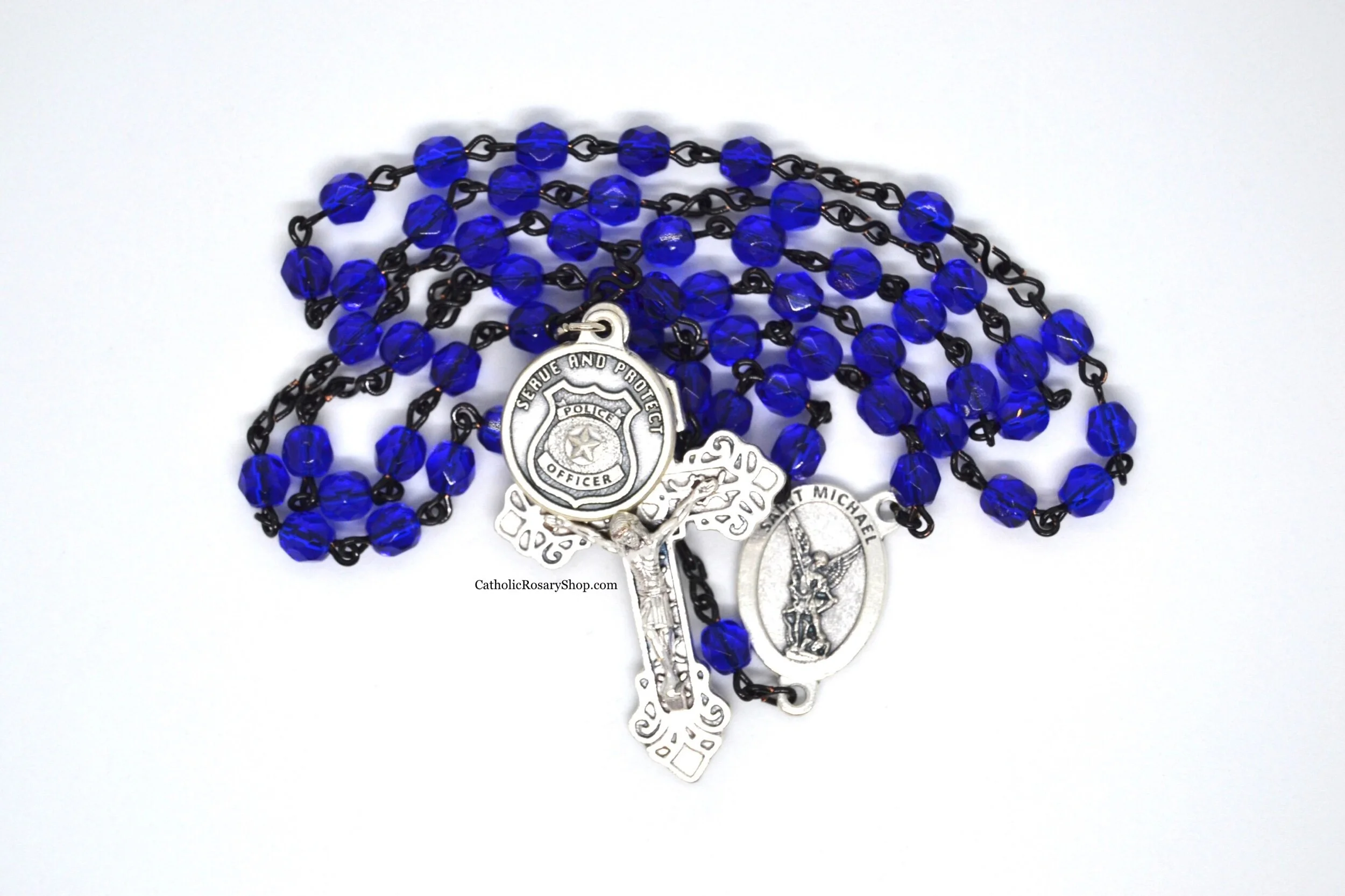 Thin Blue Line Rosary for Law Enforcement Officers | St. Michael Police Officer's Rosary