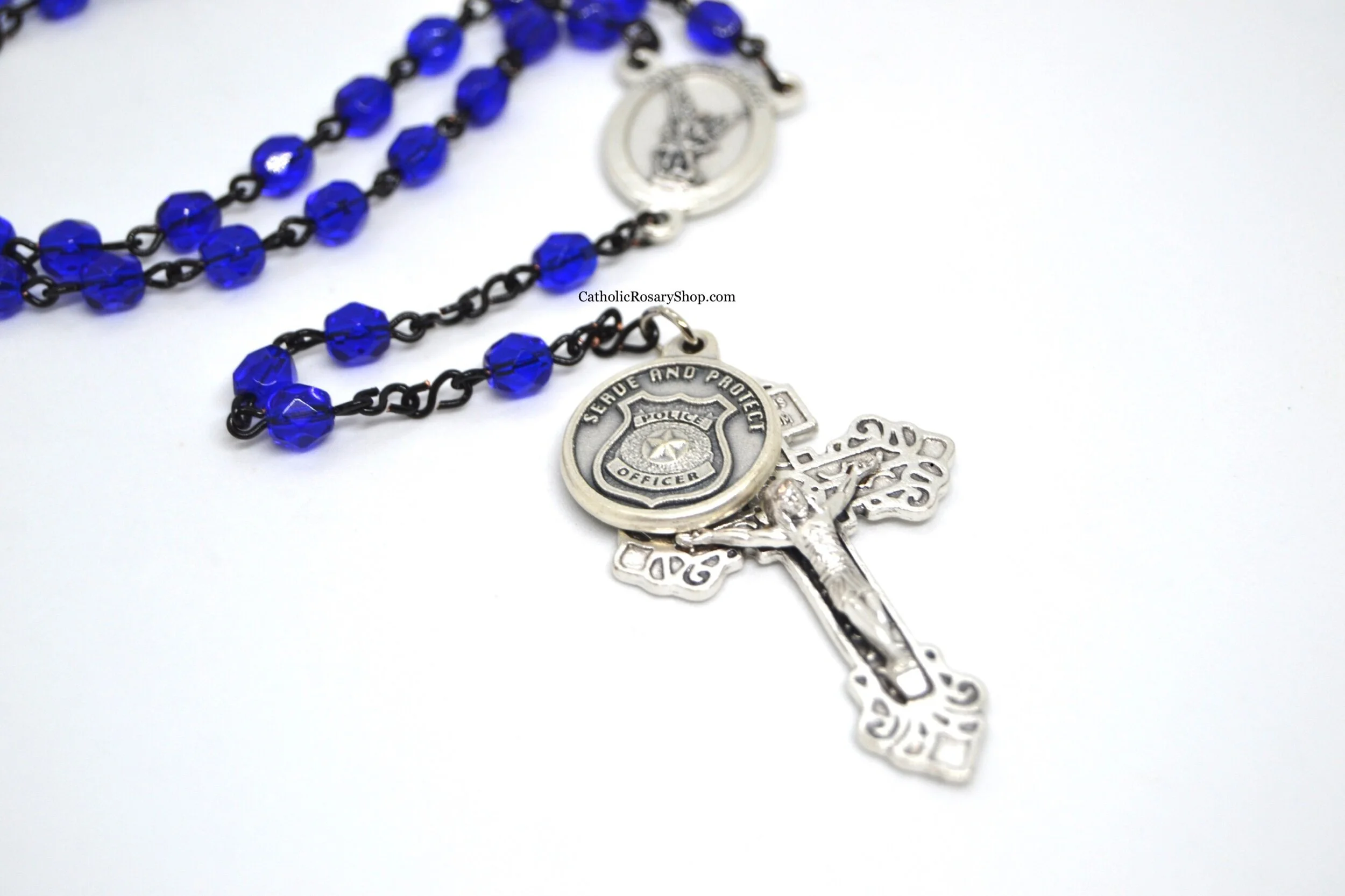 Thin Blue Line Rosary for Law Enforcement | Police Officer's Rosary | Police Academy Graduation Gifts | Personalized Police Gifts | CatholicRosaryShop.com
