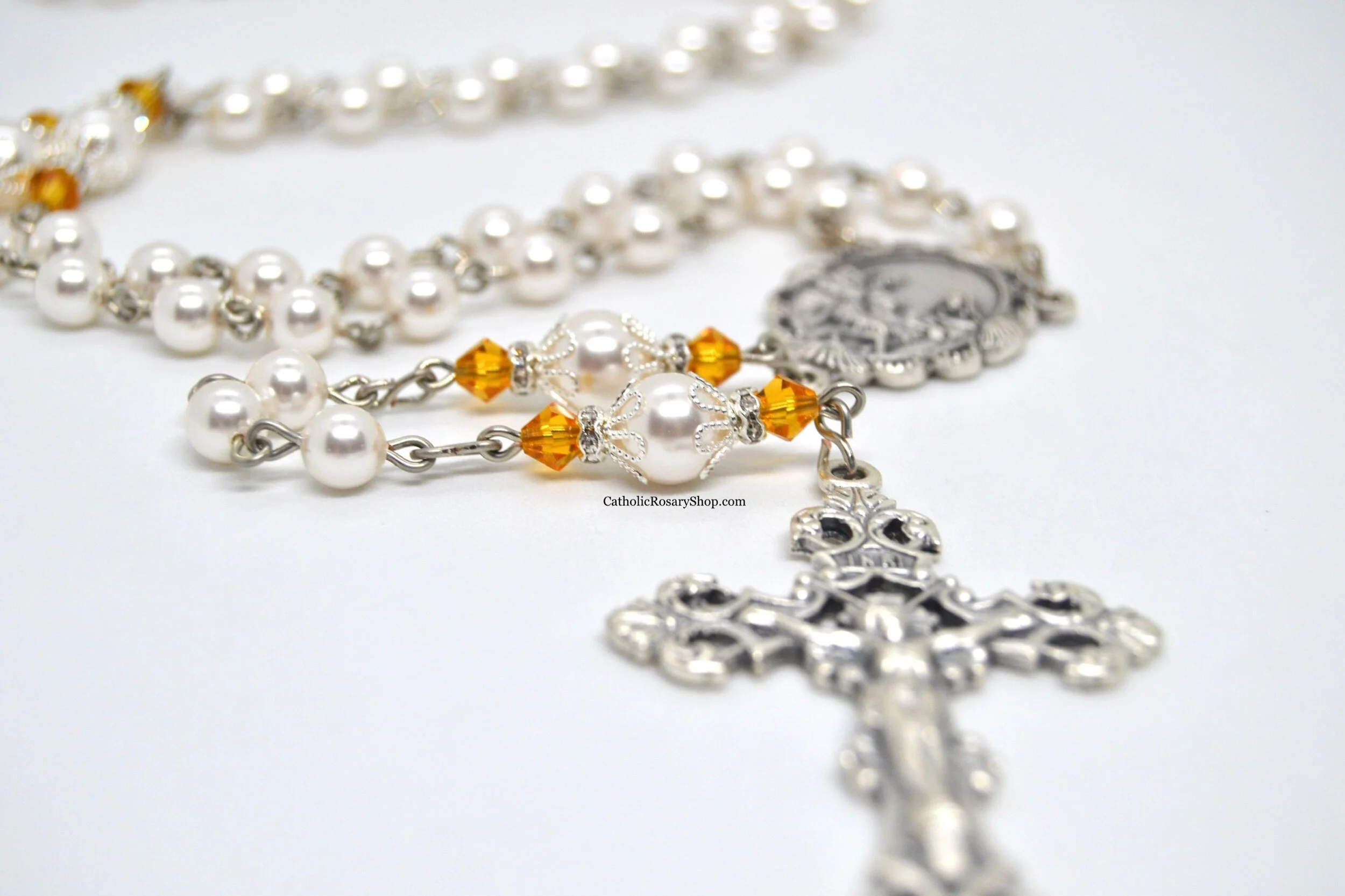 Topaz Birthstone Rosary for Women and Girls |Personalized November Birthstone Rosary | Rosary Gifts for Baptism, First Communion and Confirmation | CatholicRosaryShop.com