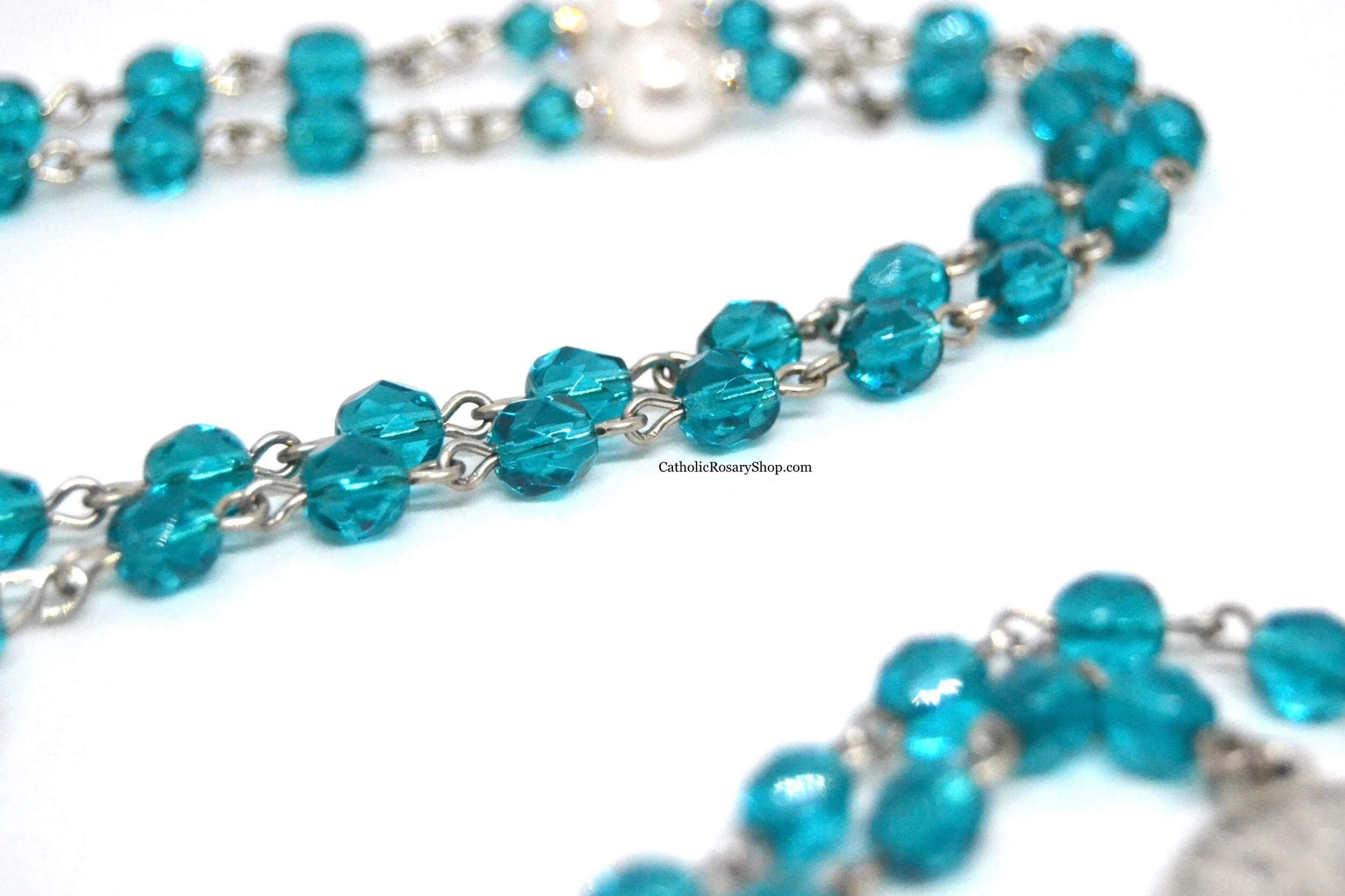 Blue Zircon and White Pearl Birthstone Rosary | December Birthstone Rosary Gift | Personalized Rosary for Men and Women | CatholicRosaryShop.com