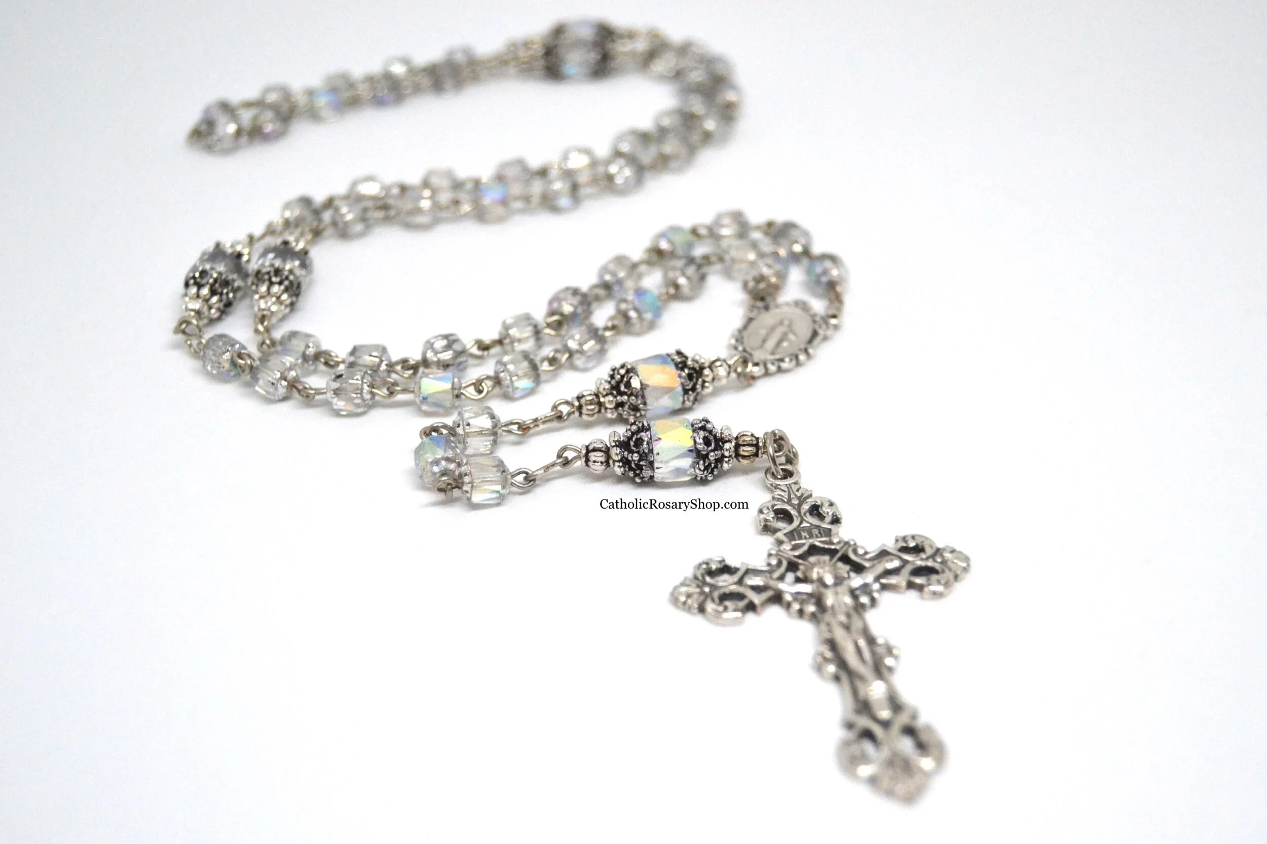 Sparkling Clear Crystal Czech Cathedral Rosary | Personalized Wedding Rosary Gifts for the Bride