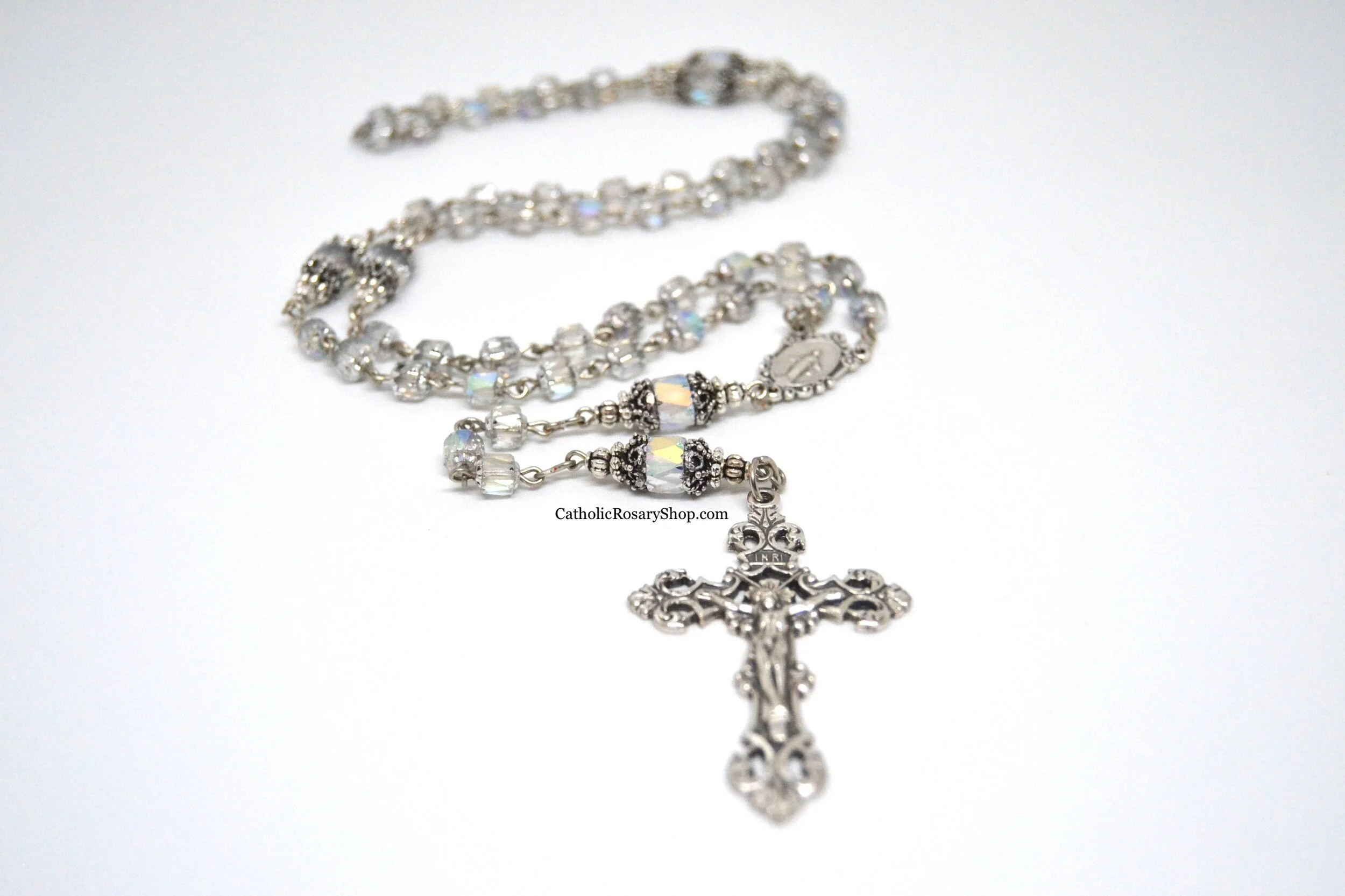 Sparkling Clear Crystal Czech Cathedral Rosary | Personalized Wedding Rosary Gifts for the Bride