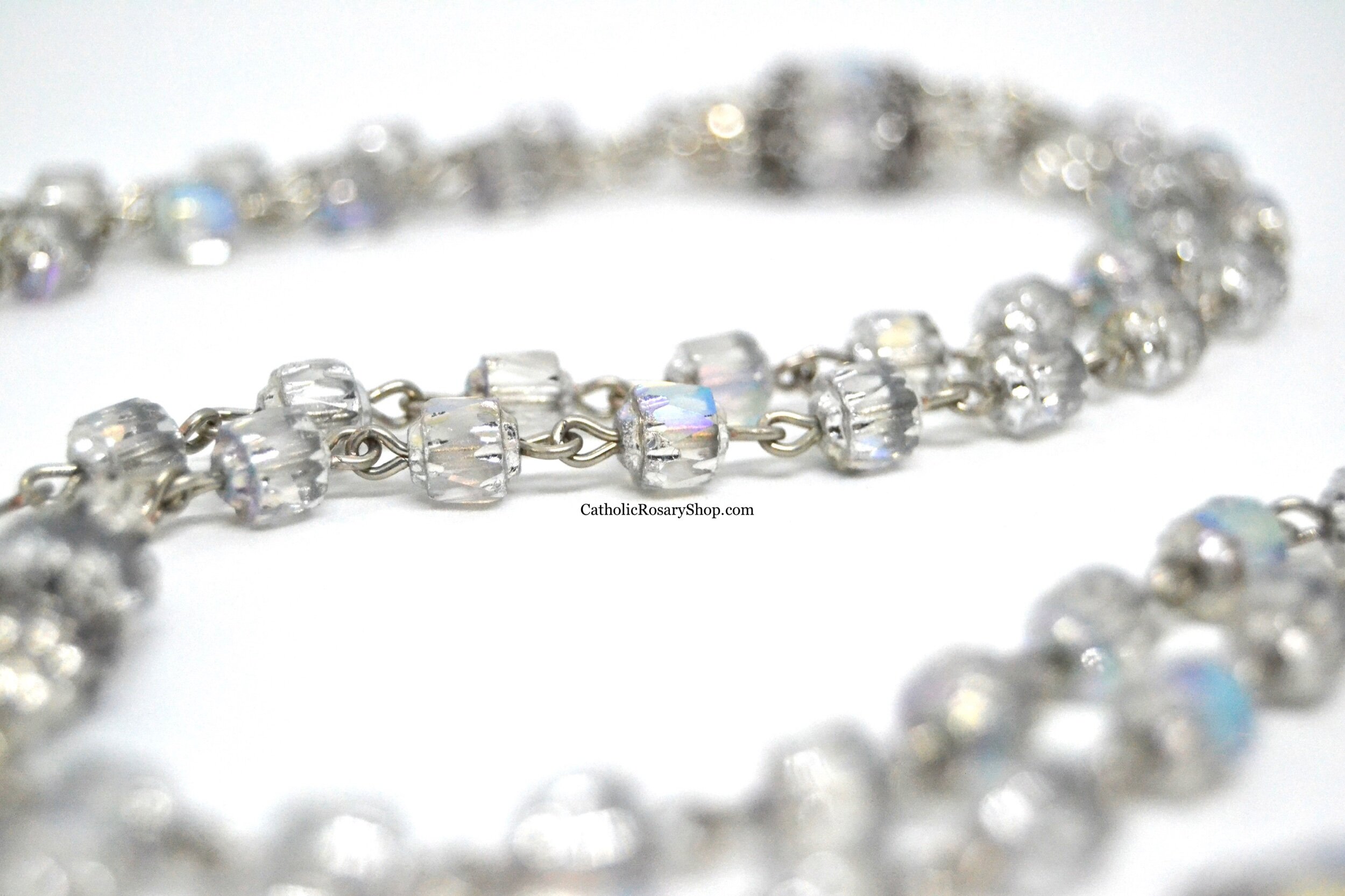 Sparkling Clear Crystal Czech Cathedral Rosary | Personalized Wedding Rosary Gifts for the Bride