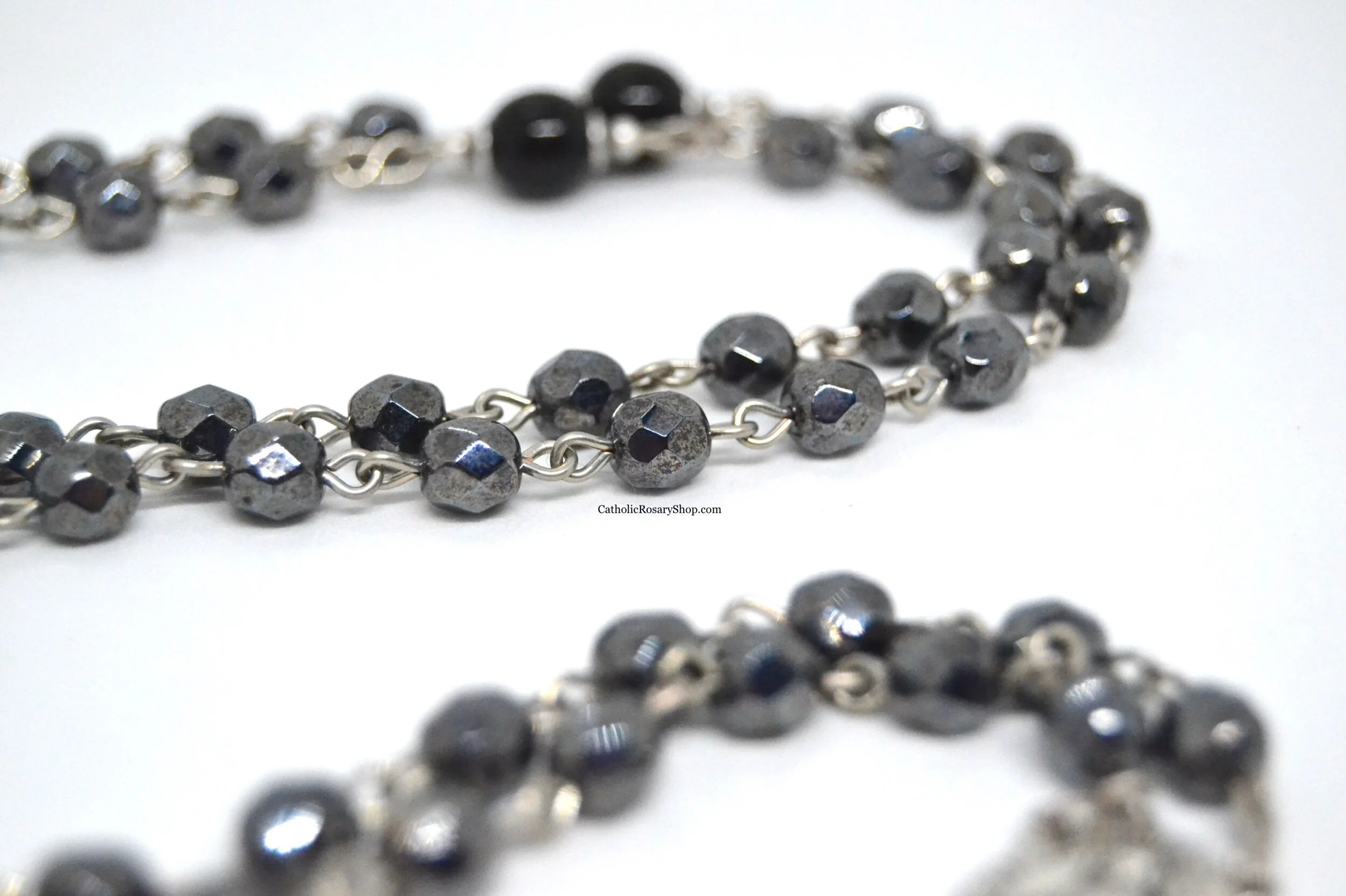 Gray and Black Czech Glass Bead Rosary | Personalized Rosary Gifts for Men and Boys | Custom Rosaries for Baptism, First Communion and Confirmation
