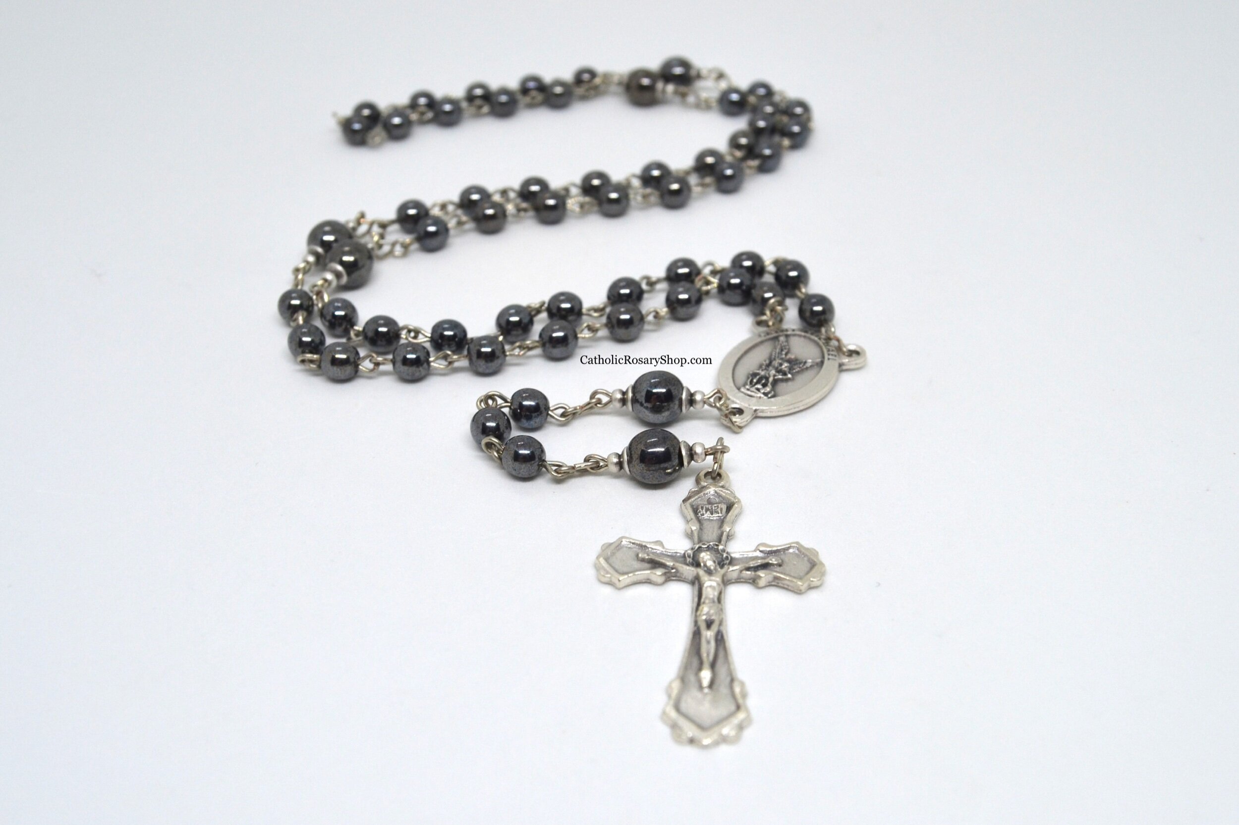 Hematite Gray Czech Glass Rosary for Men and Boys | Personalized Rosary Gifts for Dad | Boy's Baptism | Boy's First Communion