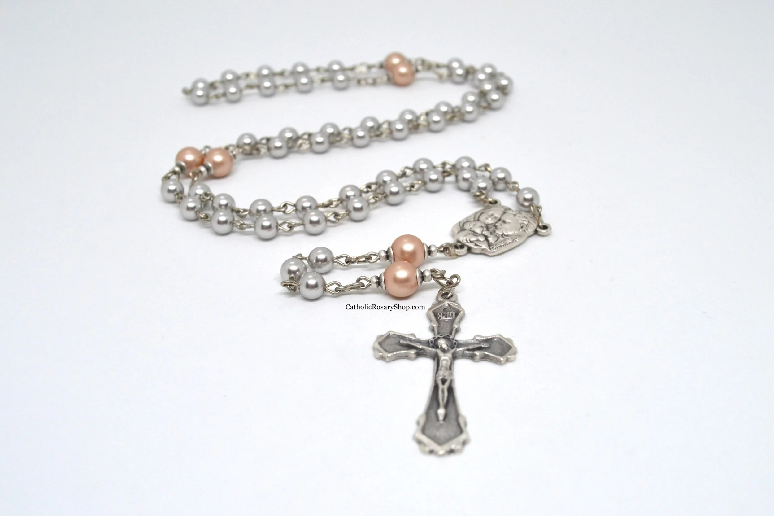 Gray and Almond Brown Pearl Rosary