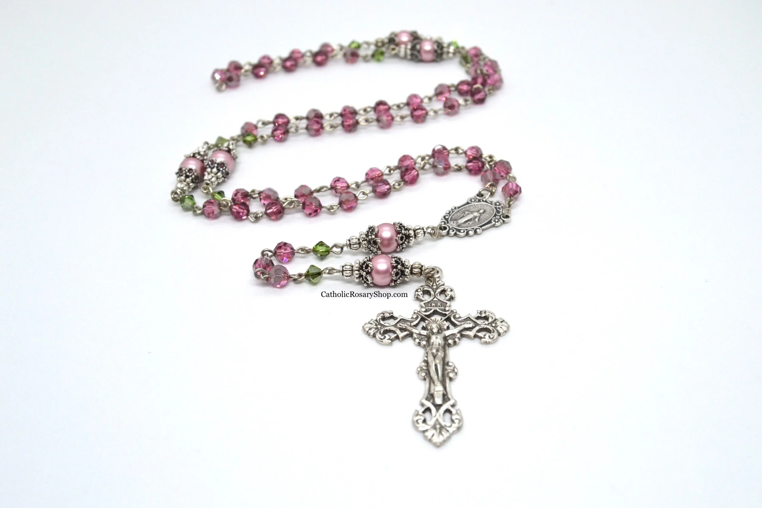 Satin Rose Austrian Crystal Rosary | Limited Edition | Personalized Rosary Gifts for Mom, Godmother or Goddaughter