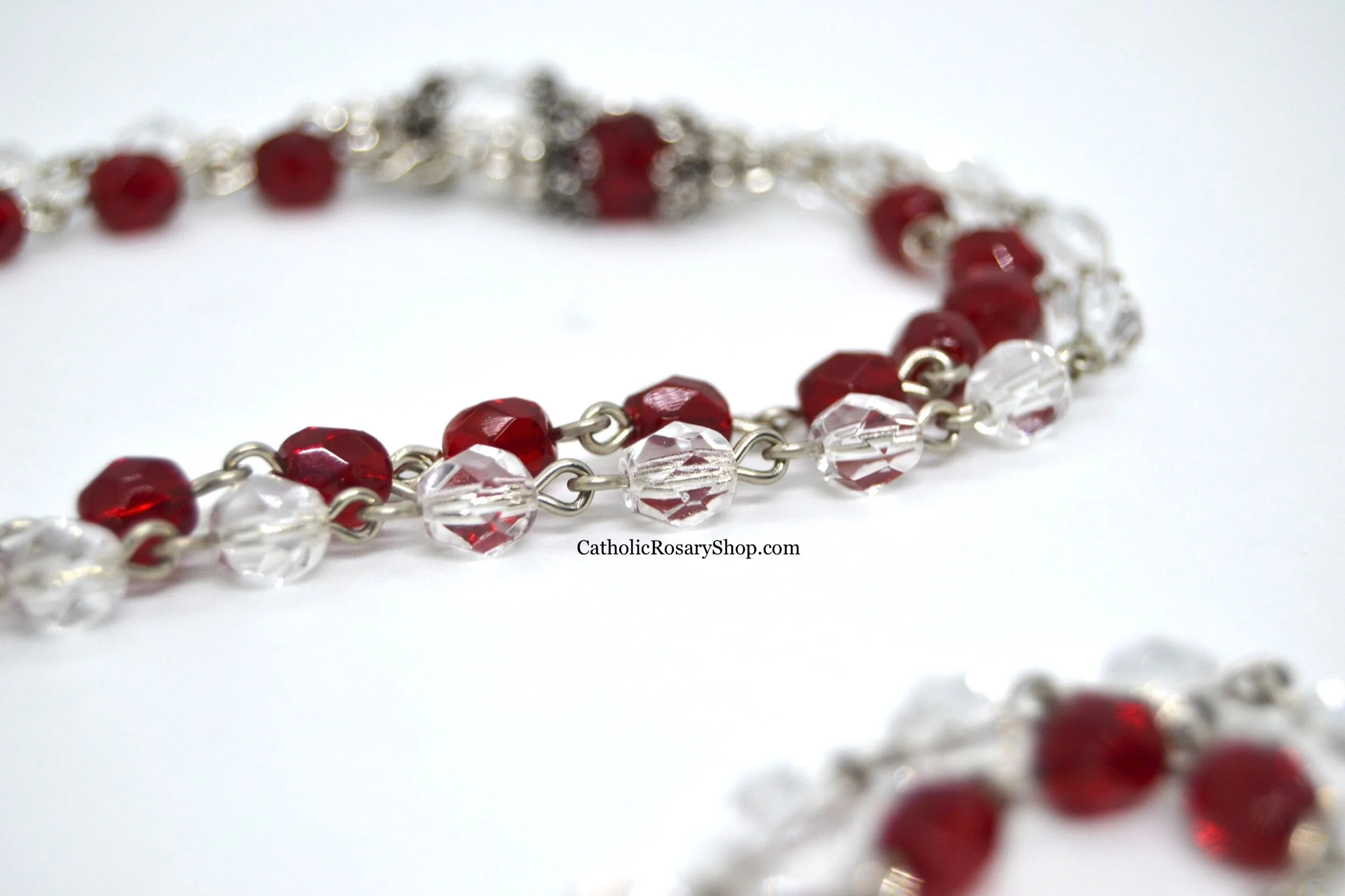 Divine Mercy Rosary in Half Red and Half Clear | Divine Mercy Gifts | Personalized Rosary Gifts for First Communion and Confirmation