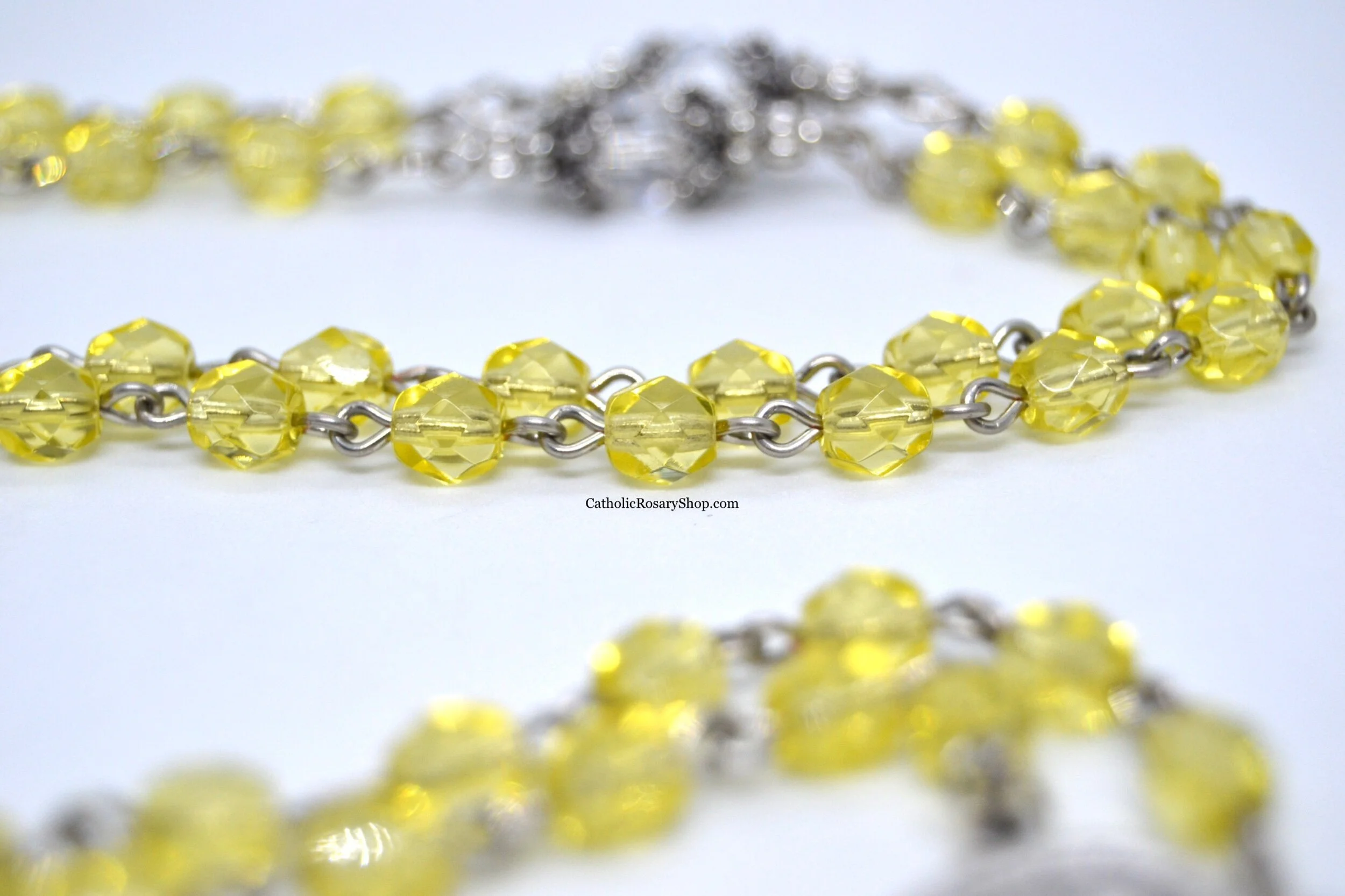 Light Yellow and Clear Crystal Rosary | Personalized Rosary Gifts for Mom, Goddaughter or Godmother | Personalized Rosary Gifts