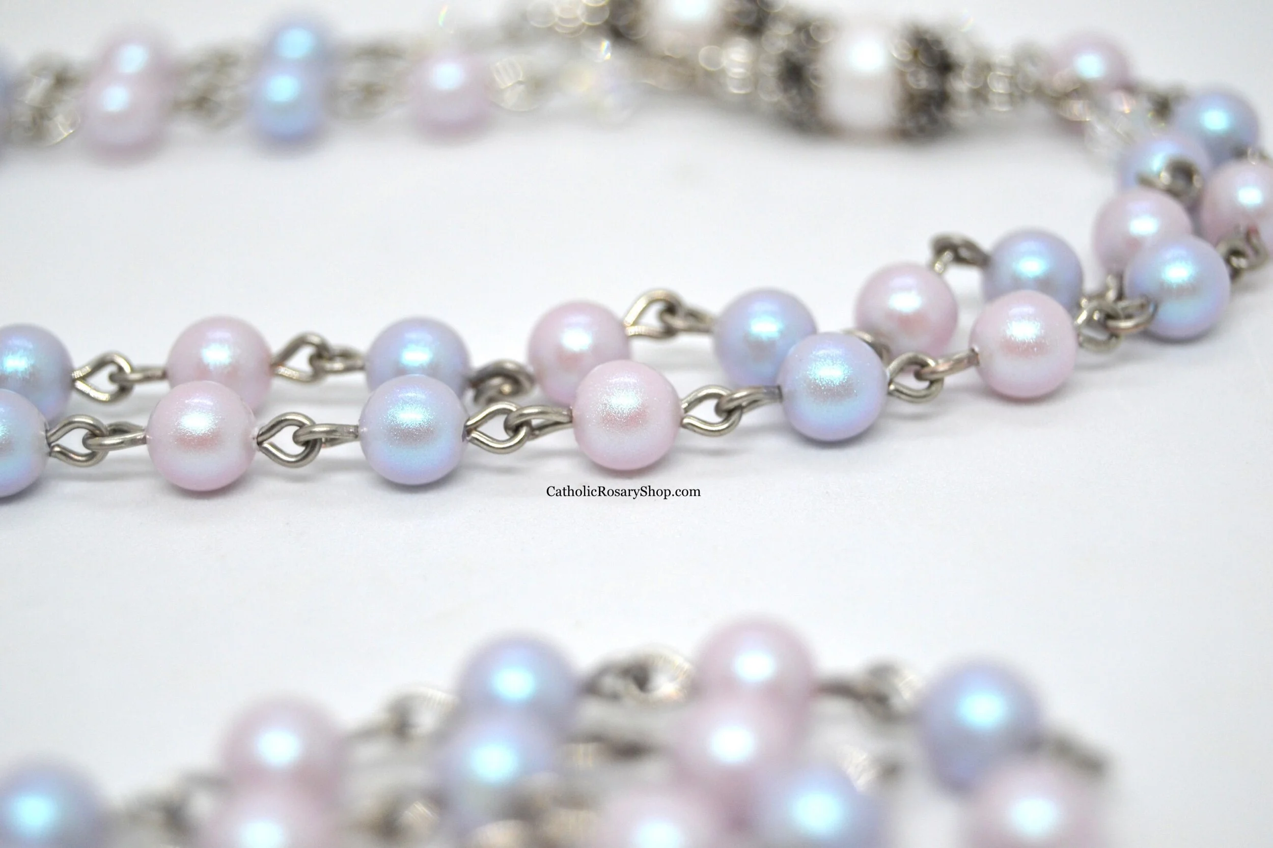 Saint Gerard Fertility Rosary | Pink and Blue Austrian Crystal Pearl Rosary | Personalized Rosary Gifts