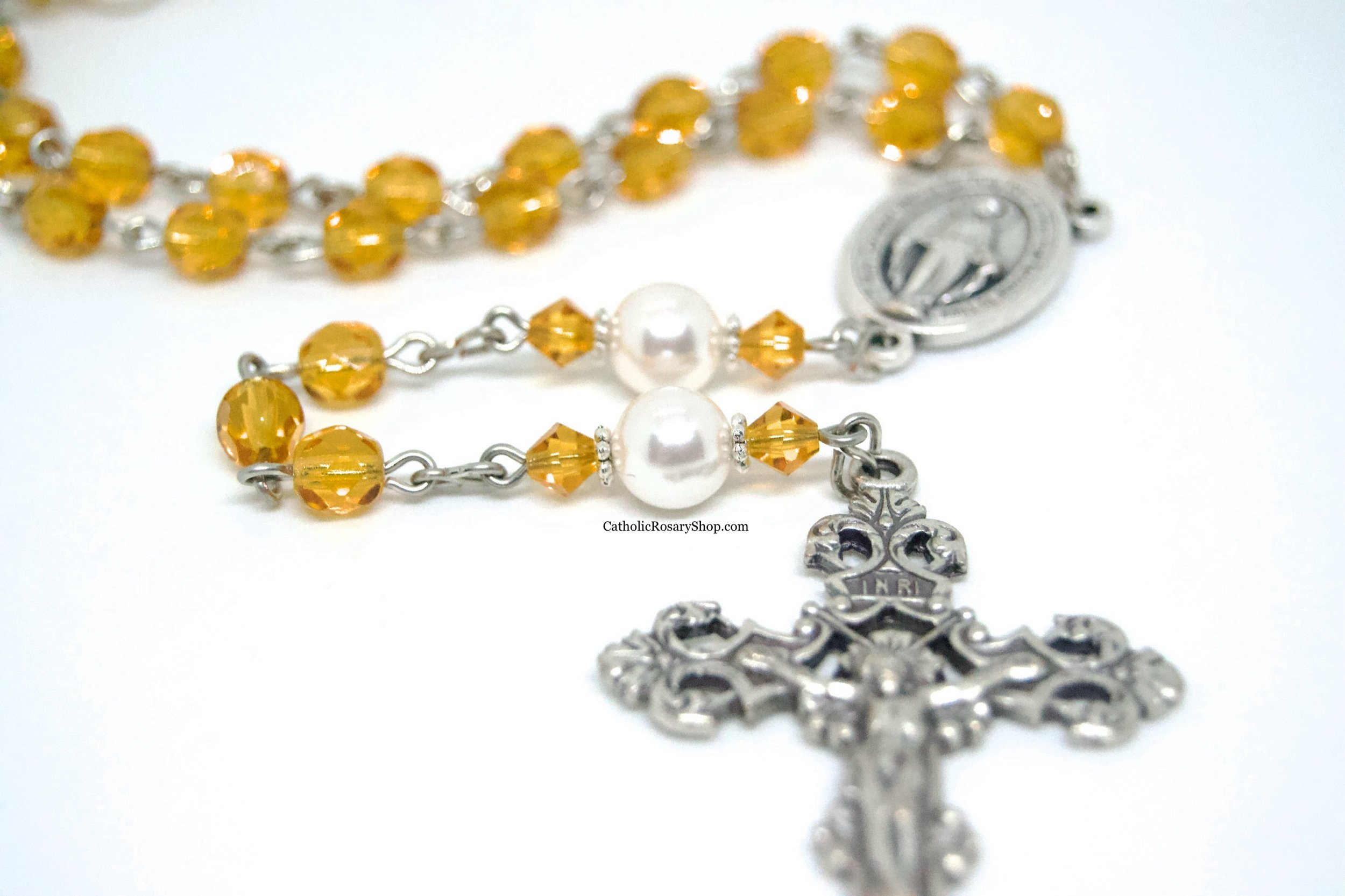 Topaz Birthstone Rosary | Personalized Rosary Gifts for Men and Women | Rosary Gifts for Baptism, First Communion and Baptism | CatholicRosaryShop.com