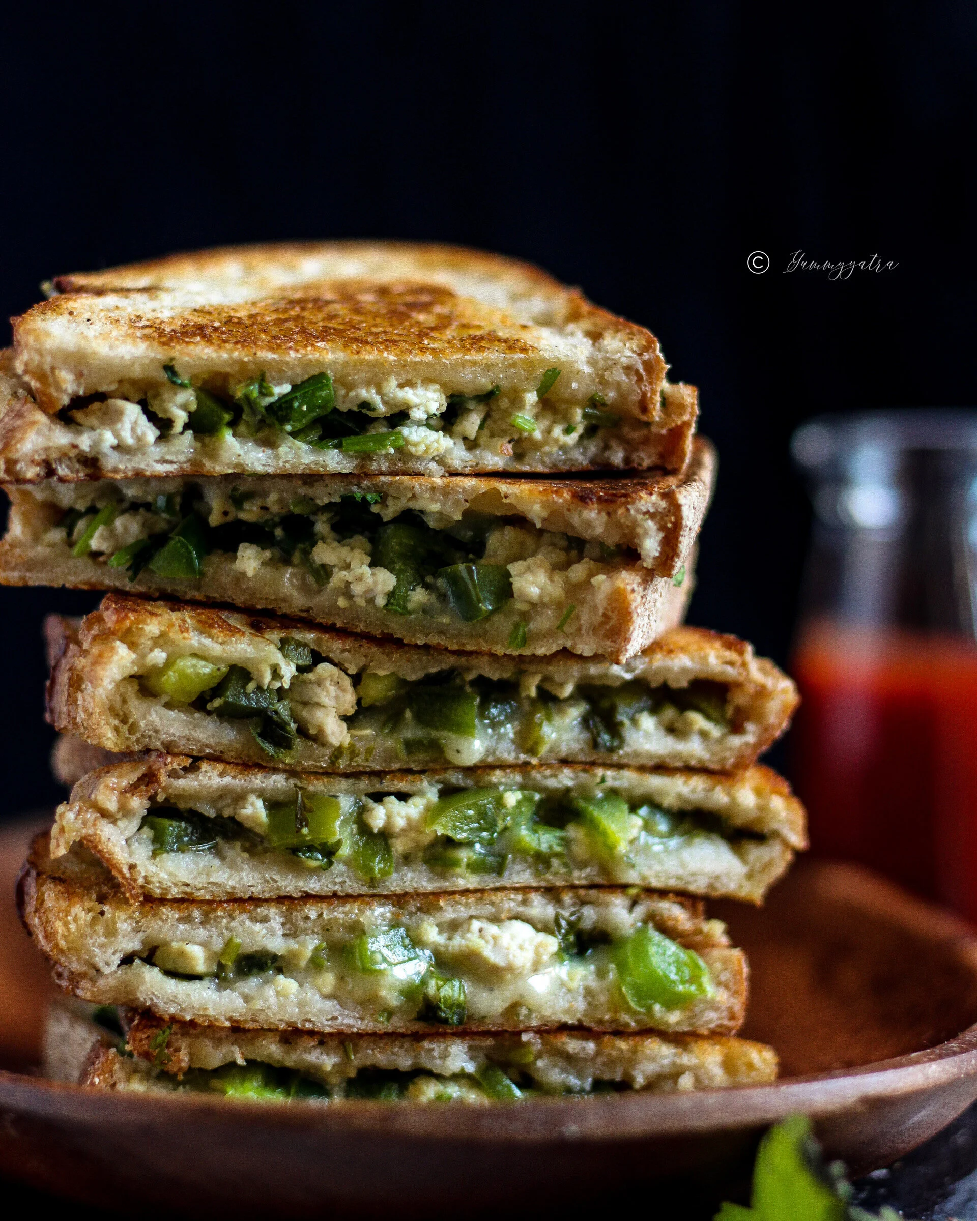 Spicy tofu grilled cheese sandwich 