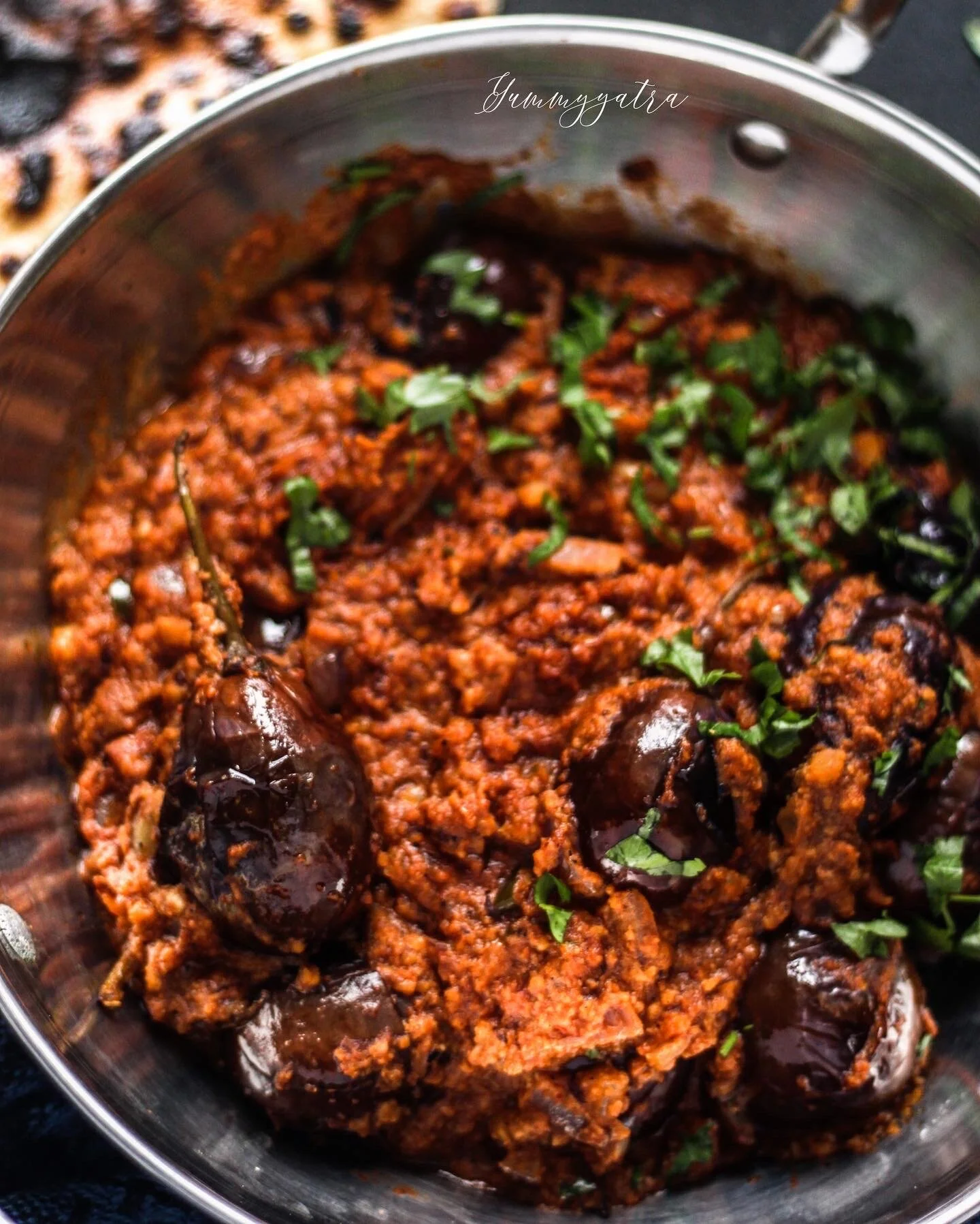 Baby eggplant-peanut curry 