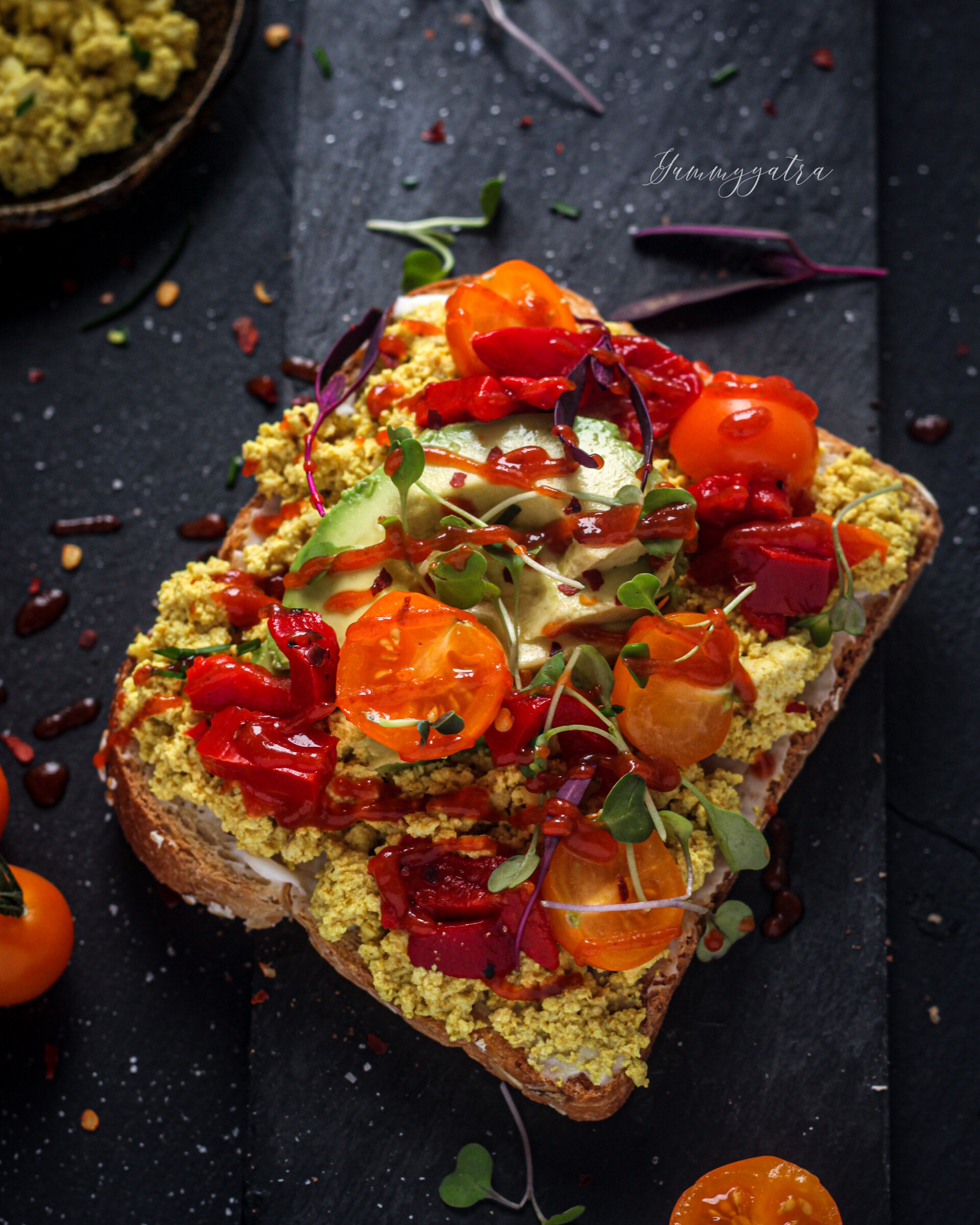 Curried scrambled tofu on toast
