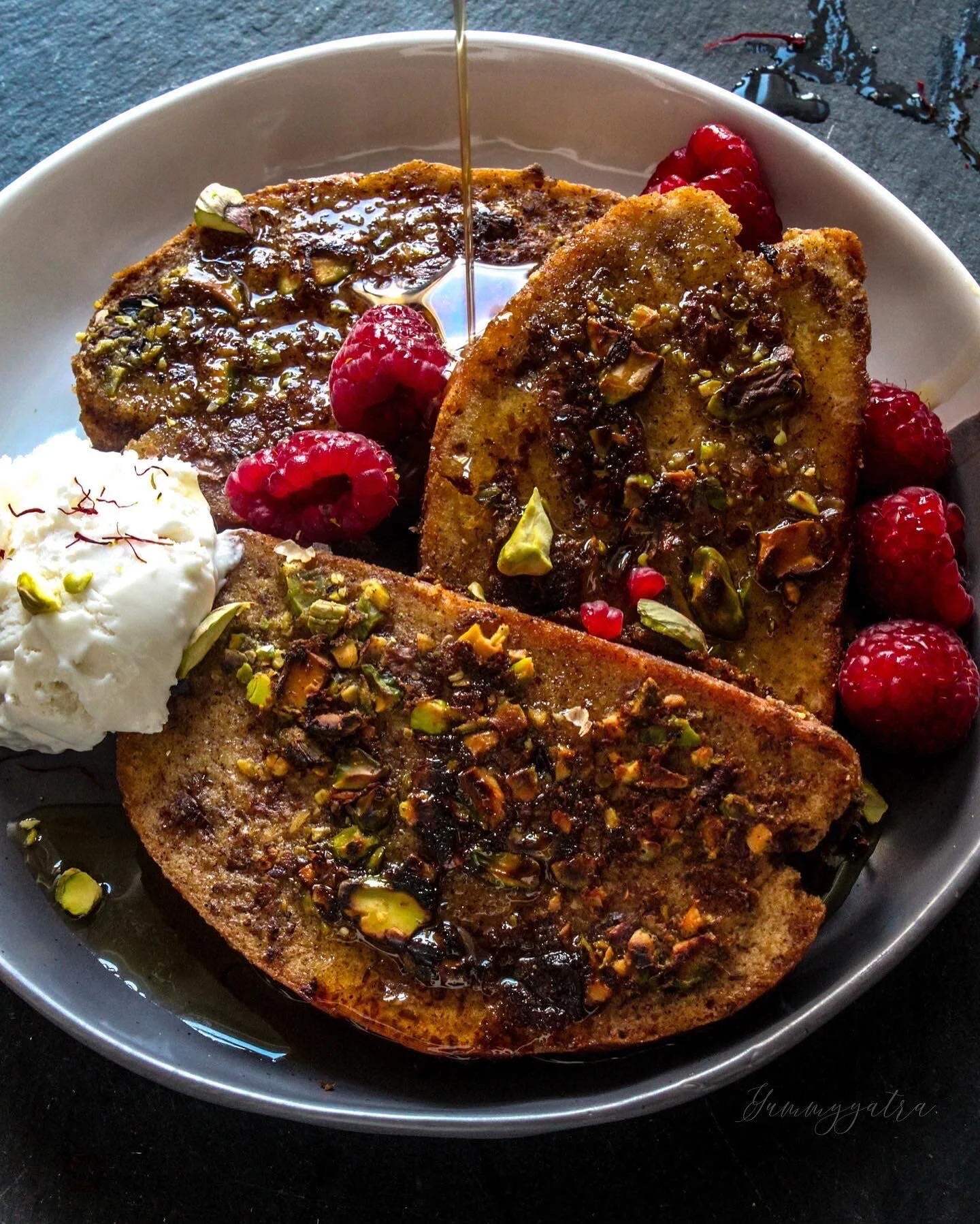Pistachio-crusted Saffron French Toast