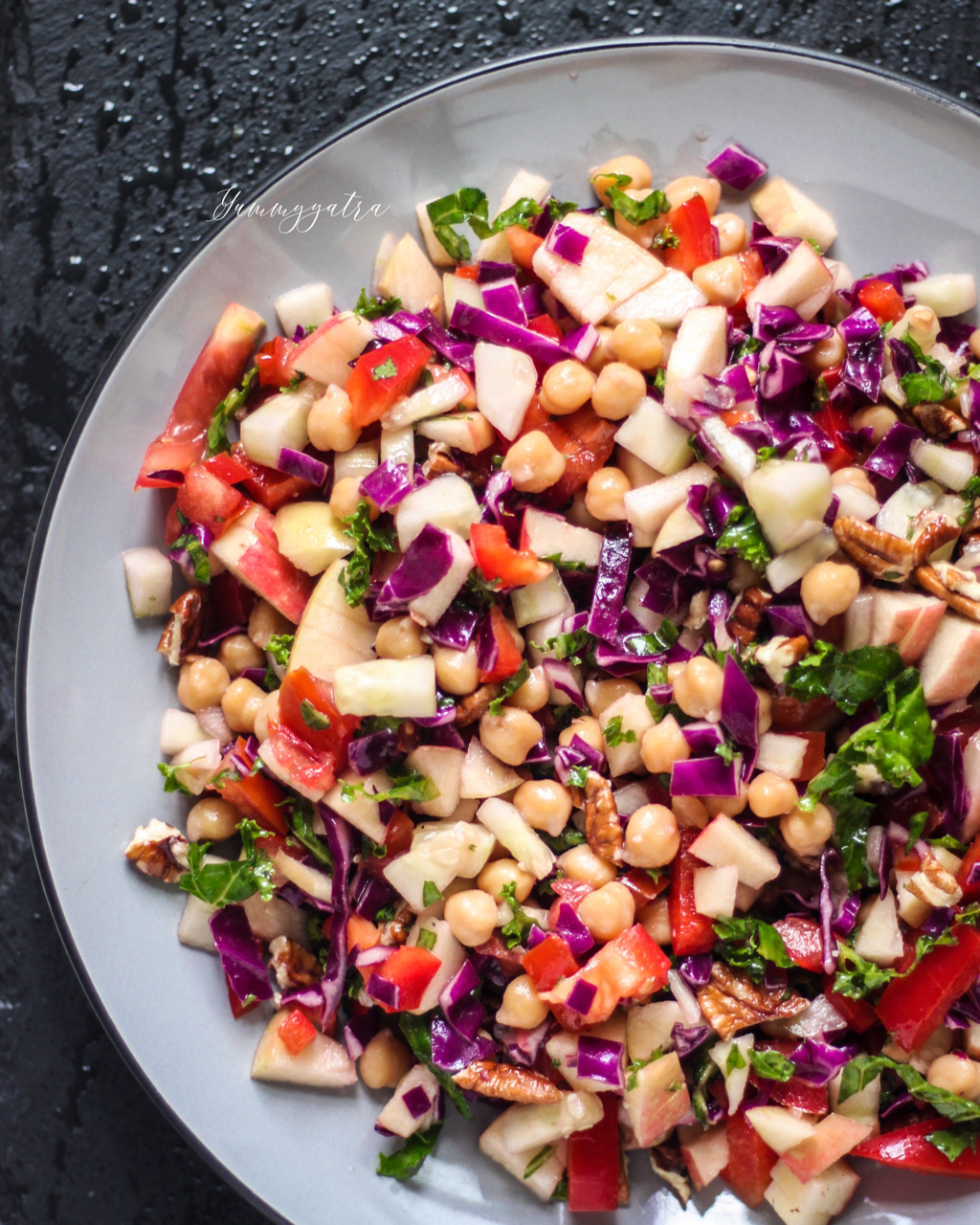 Chopped salad with tahini-sumac dressing