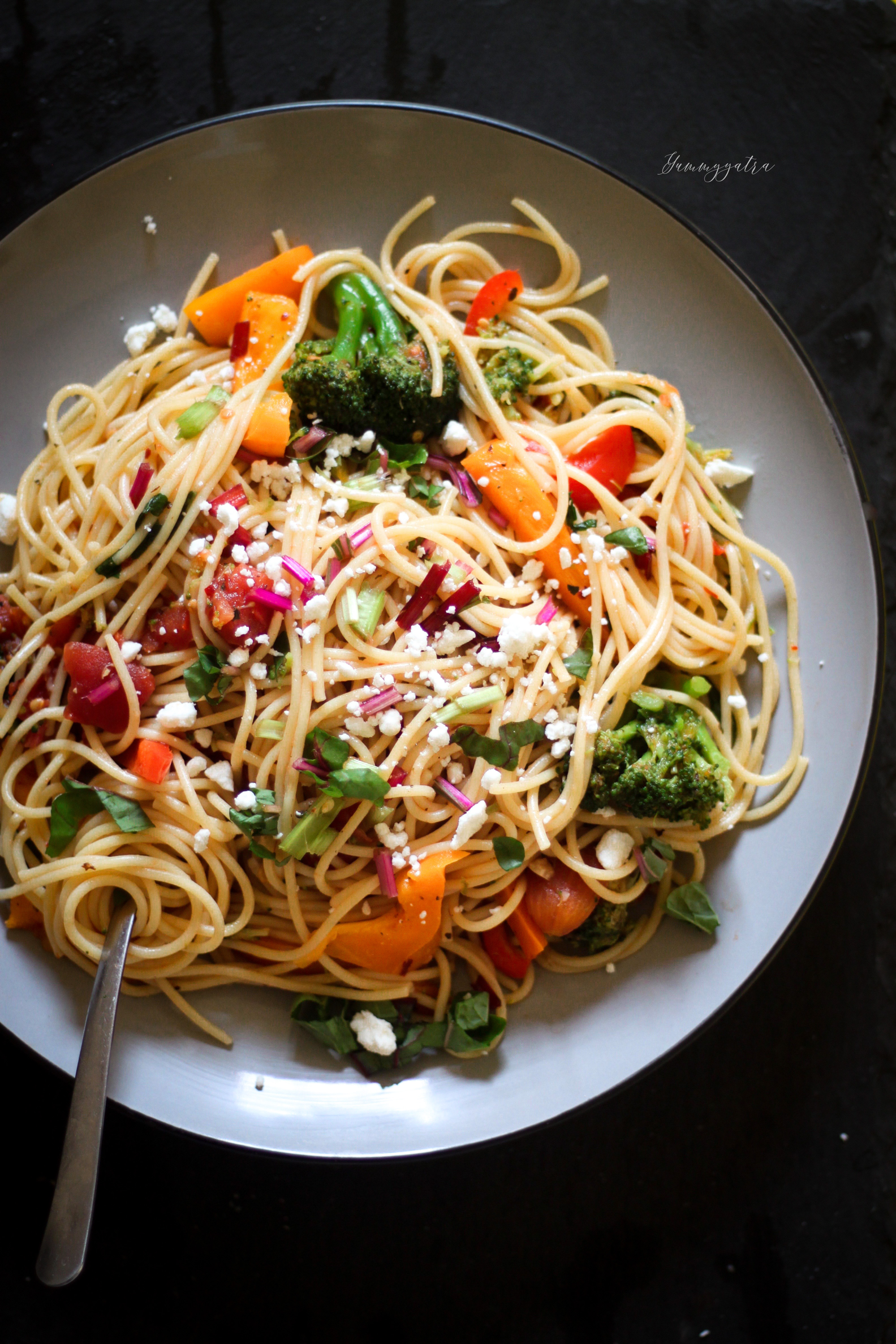 Rainbow Spaghetti Aglio e Olio