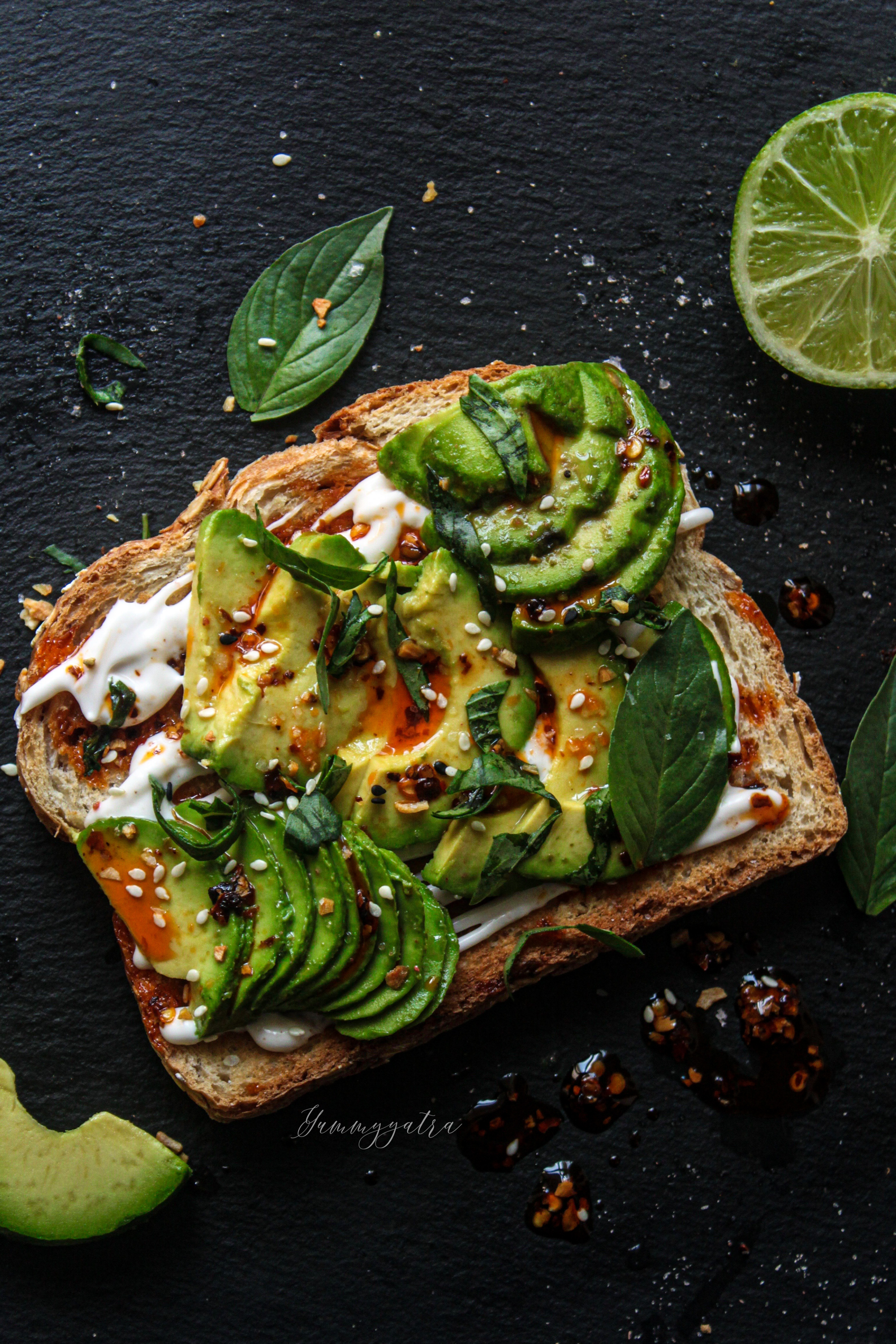 Spicy Avocado Toast with Thai Basil 