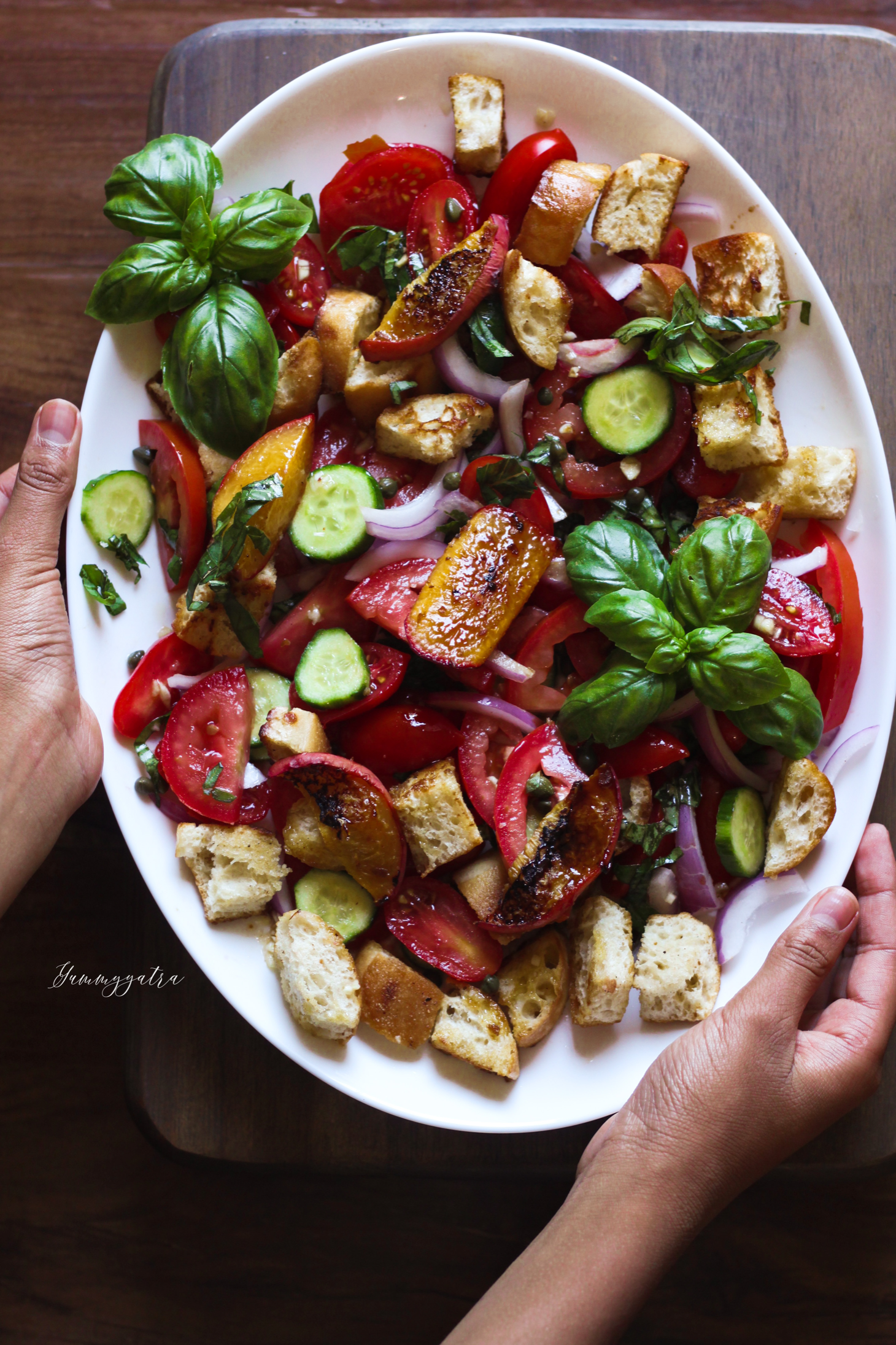 Panzanella with Grilled Peaches