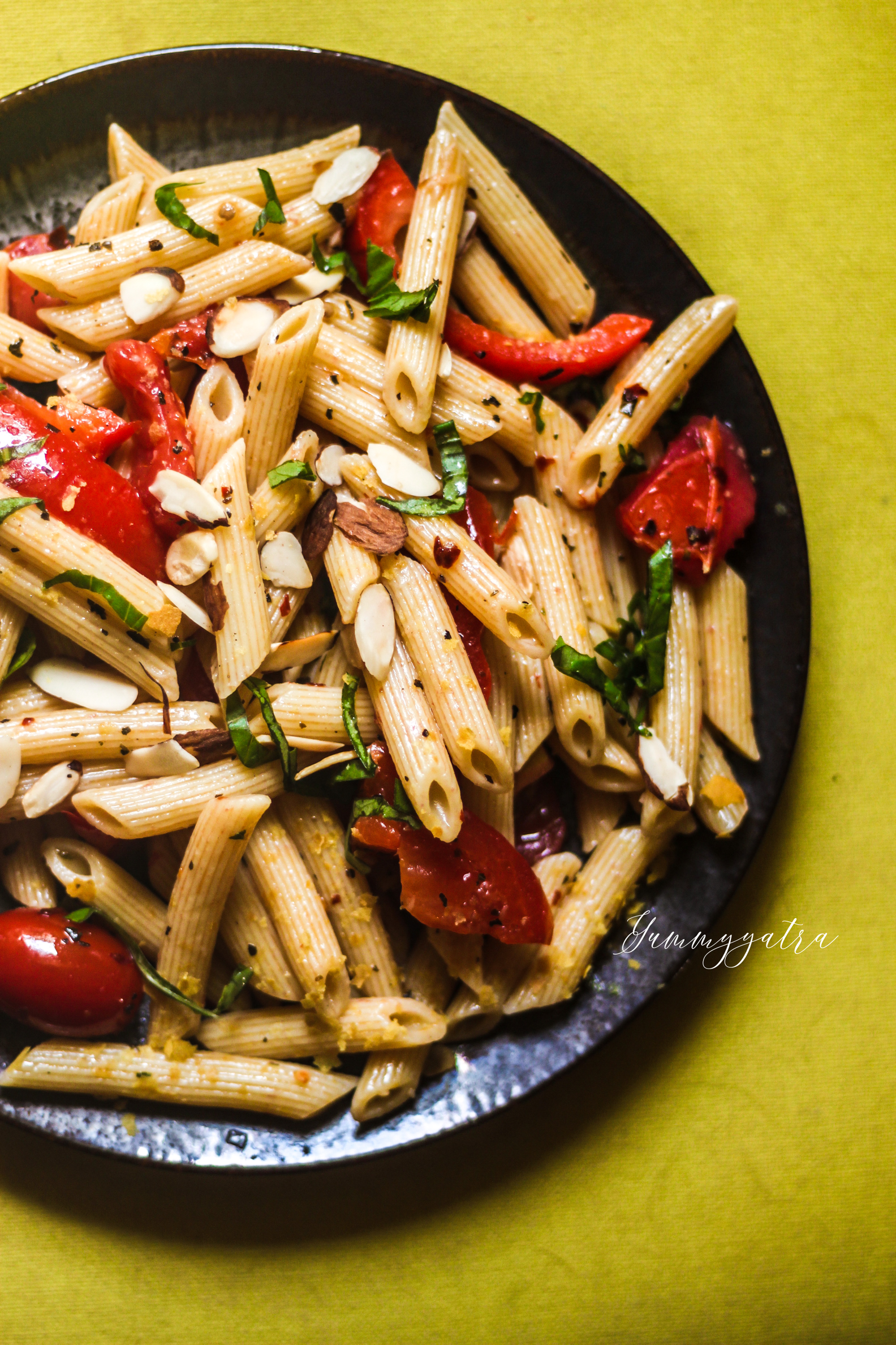 Easy Summer Pasta with Cherry Tomatoes and Toasted Almonds