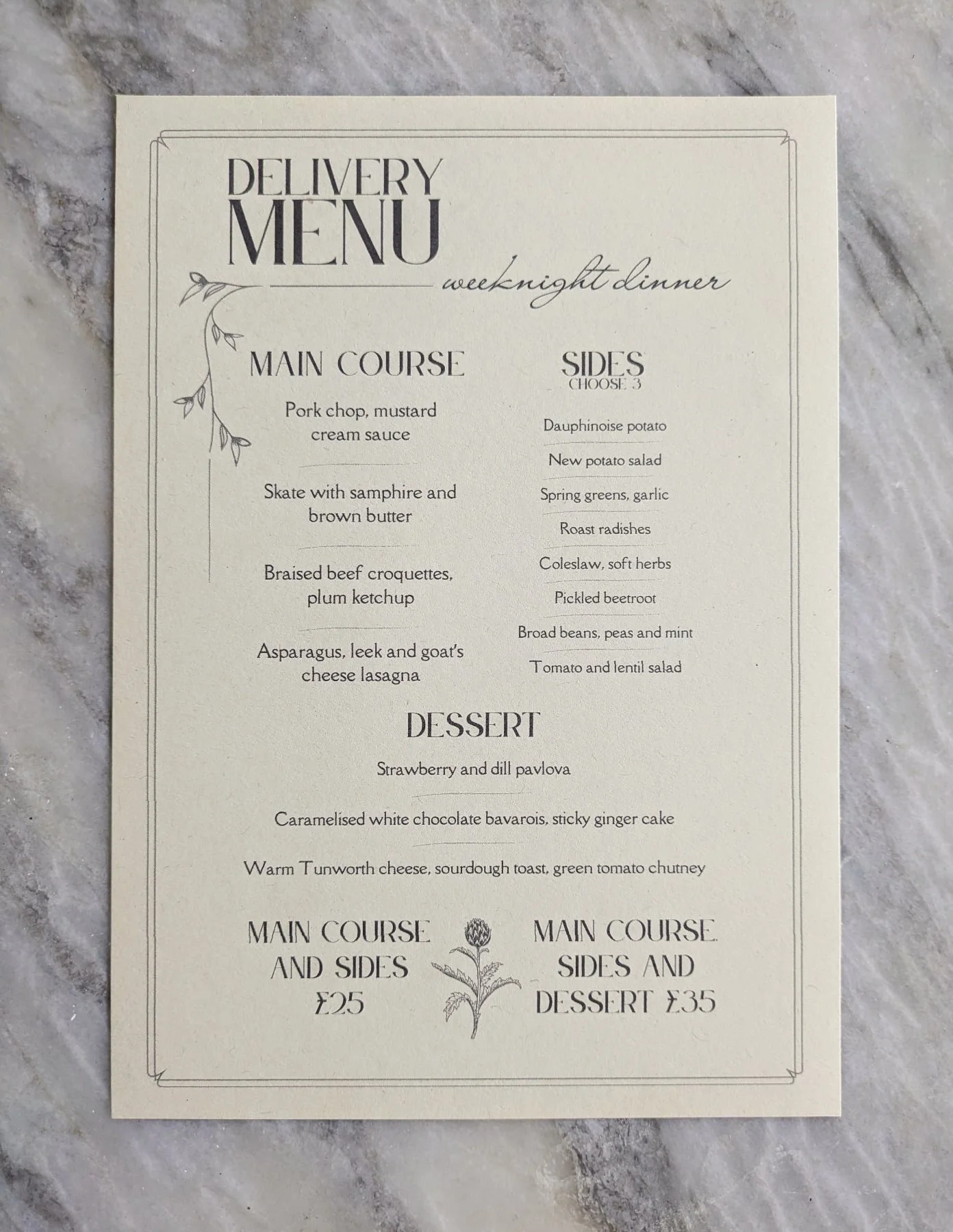 🌷WEEKNIGHT DINNER DELIVERY MENU🌷
Is it still raining? Nope, sun's out! Oh, pretty windy out there today... Though I might pack my big coat away for the year, maybe? ☀️☔ 
A new Weeknight Dinner Delivery Menu to see us through the end of Spring/start