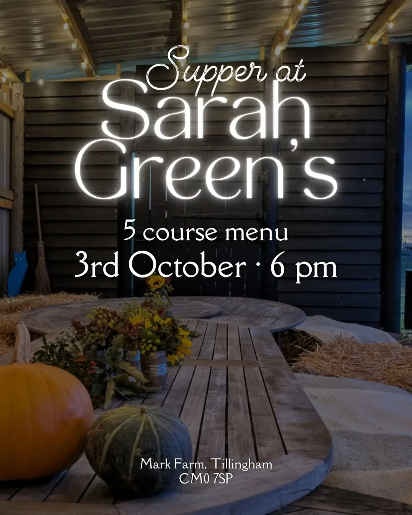 We'll gather once more with our friends at @sarahgreensorganics to celebrate the Autumn harvest on Saturday 3rd October 🎃🫜🫘🌶️🌻

This time our menu is totally vegan, and travels through five courses showcasing the vegetables grown by Sarah and he
