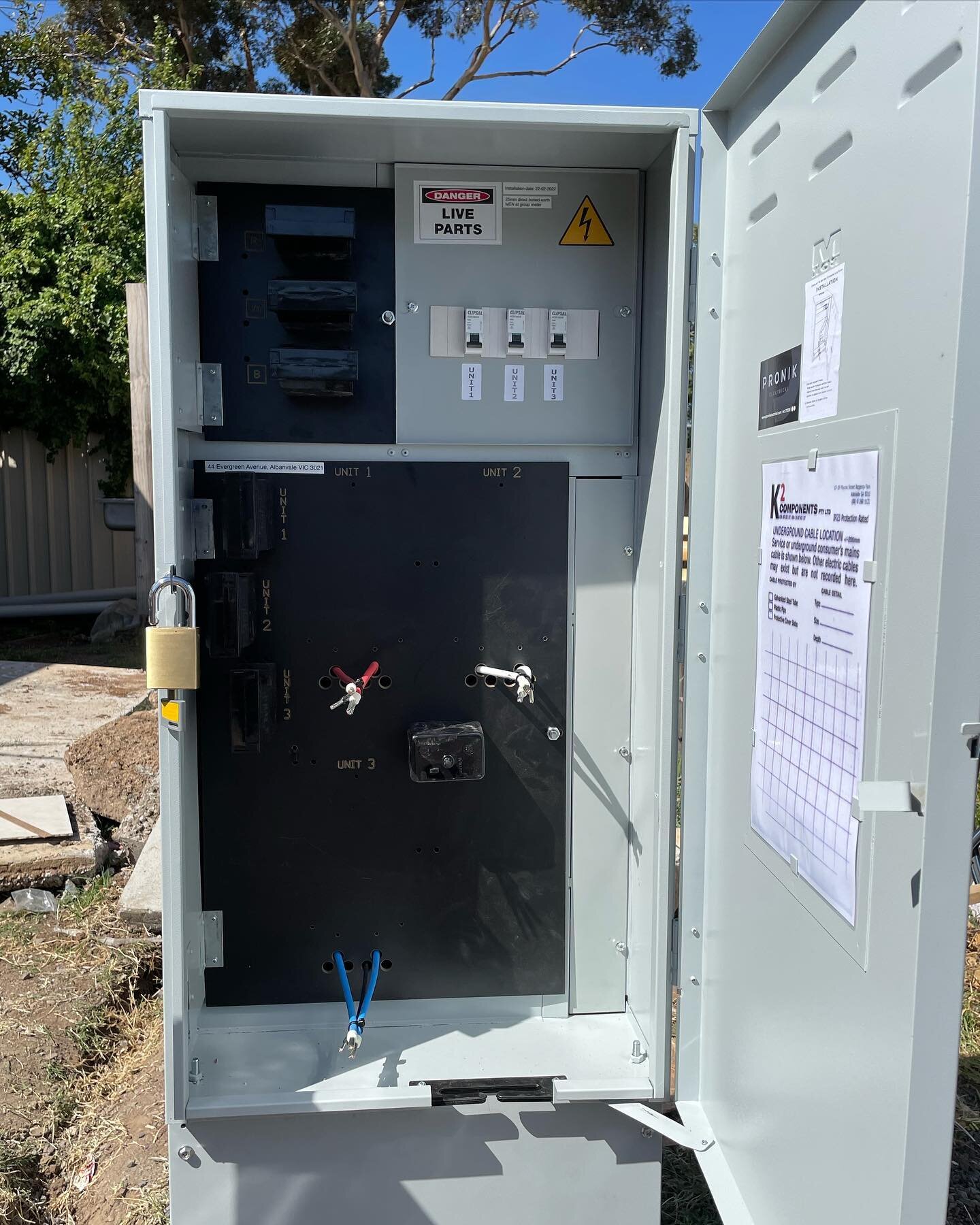 Home stretch at a multi unit development in Albanvale.

Group meter panel installed, inspected, new connection paperwork lodged and awaiting network distributor works