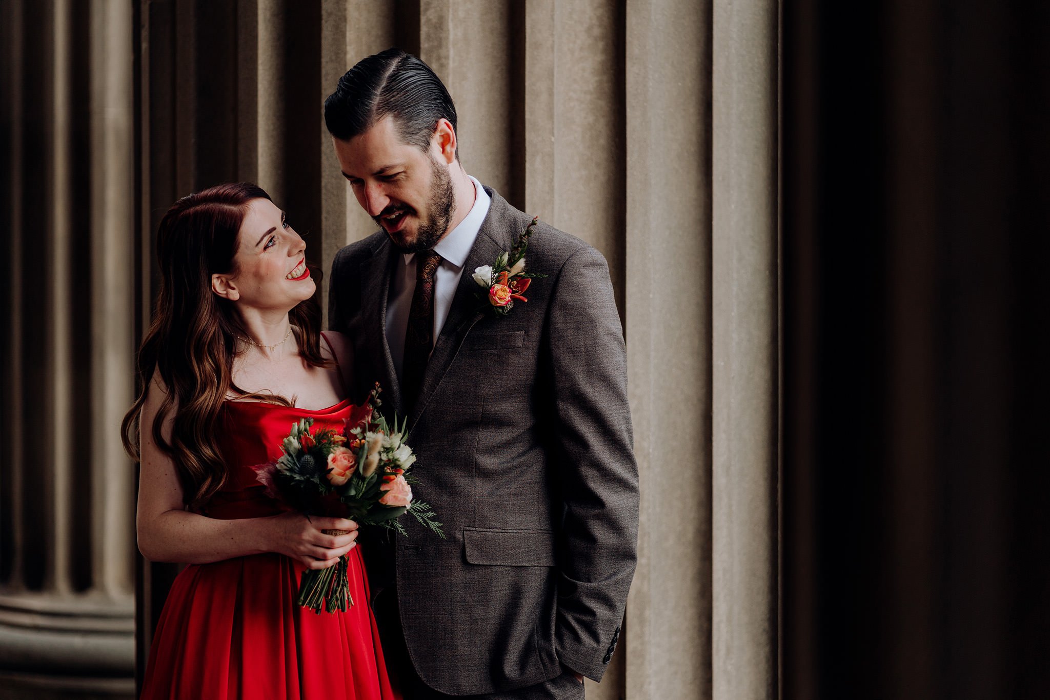 Bride and groom wedding portrait at St George's Hall Liverpool