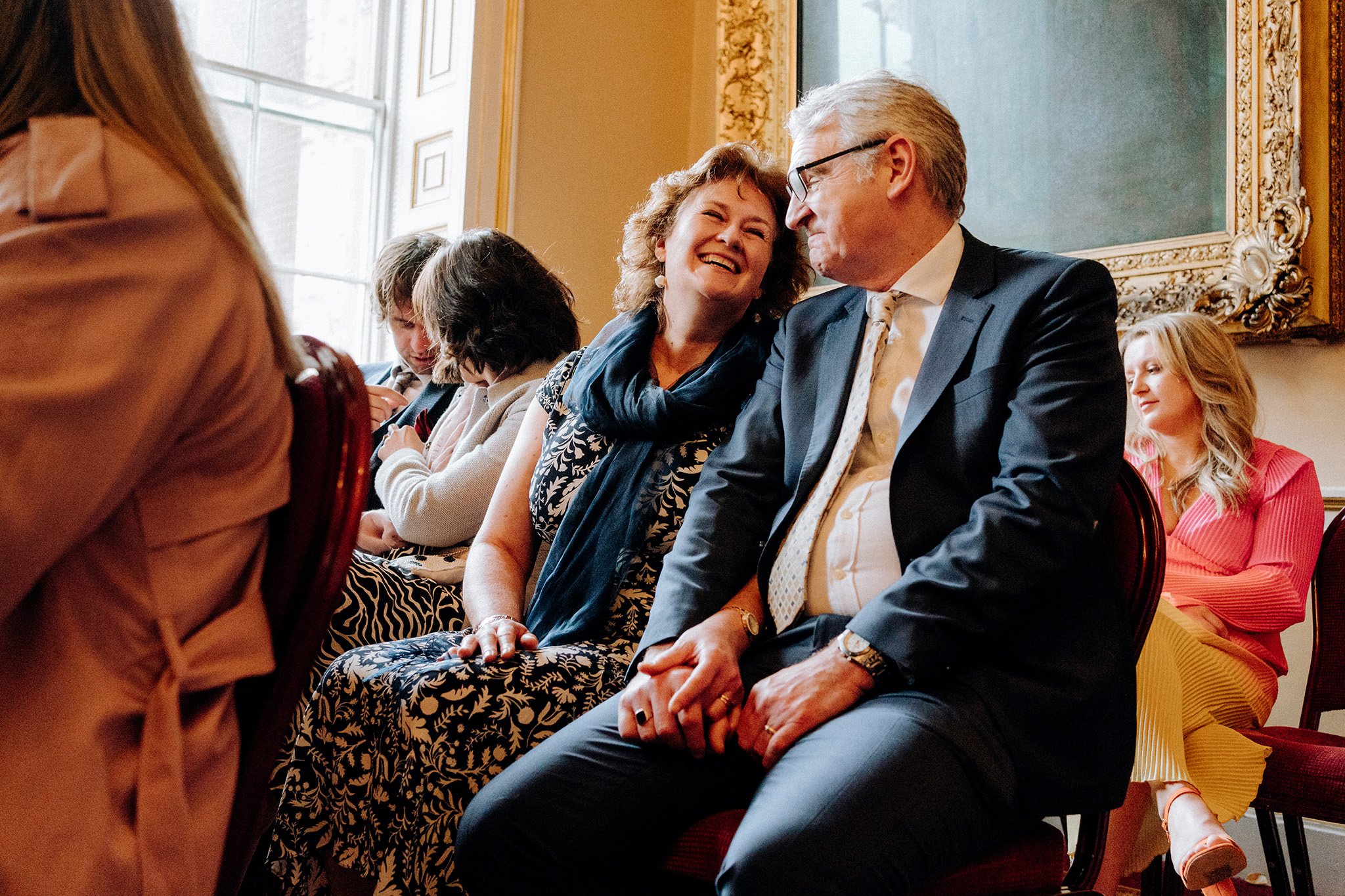 Happy guests sharing a moment, Liverpool Town Hall