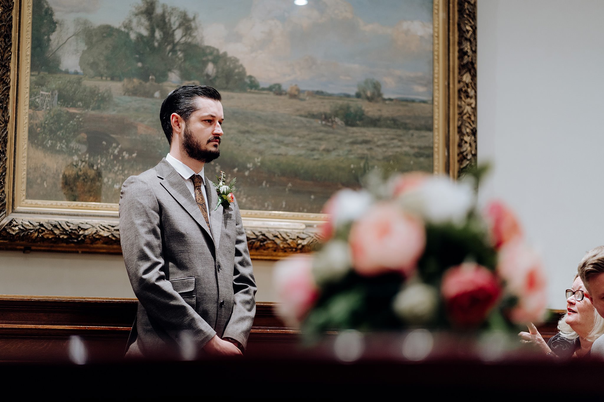 Groom before ceremony at St George's Hall Liverpool