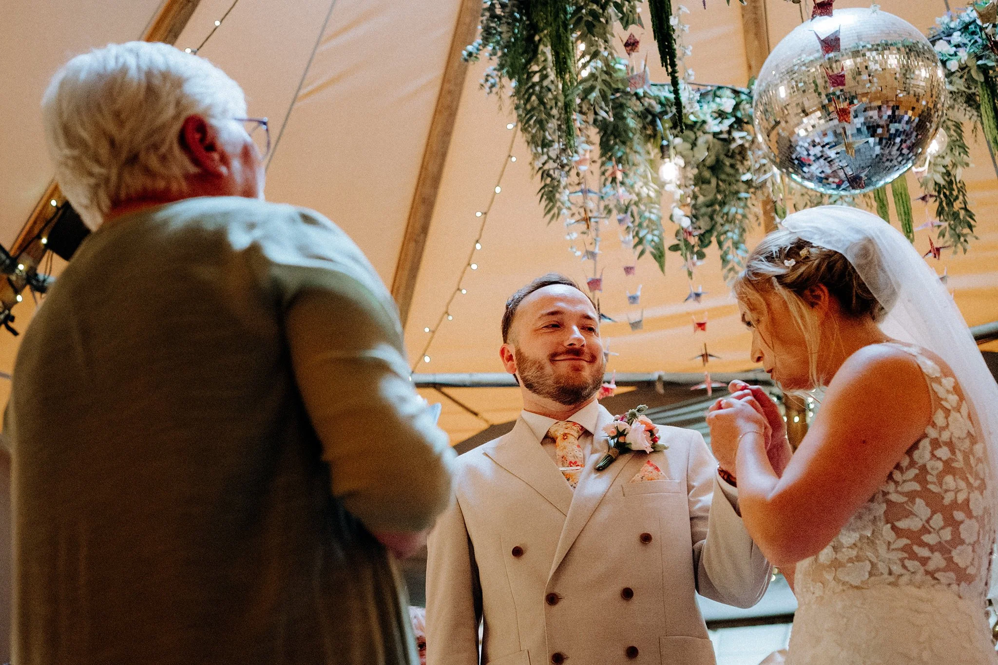 wedding ceremony at tipis at riley green