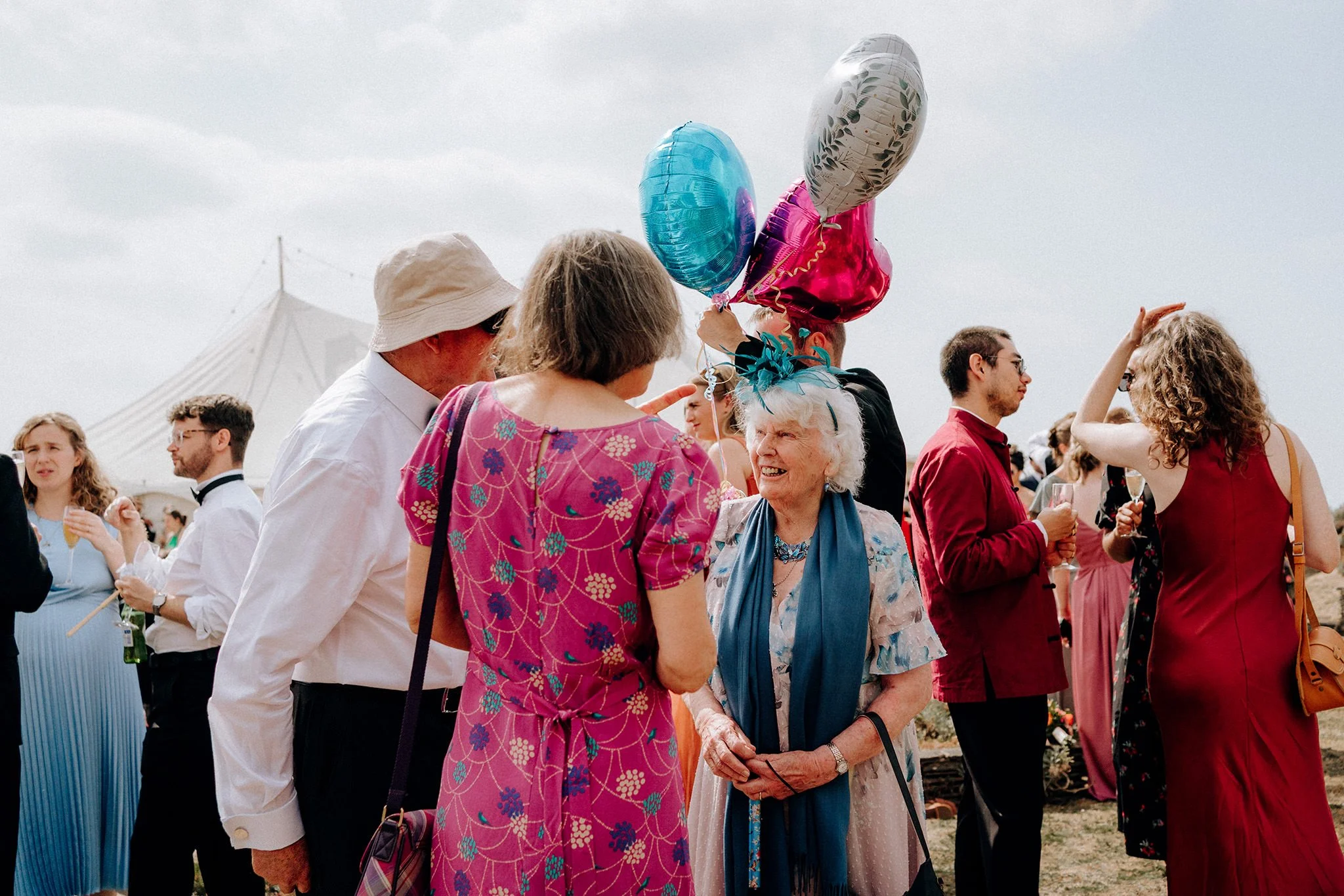 wedding guests at crosby beach wedding party