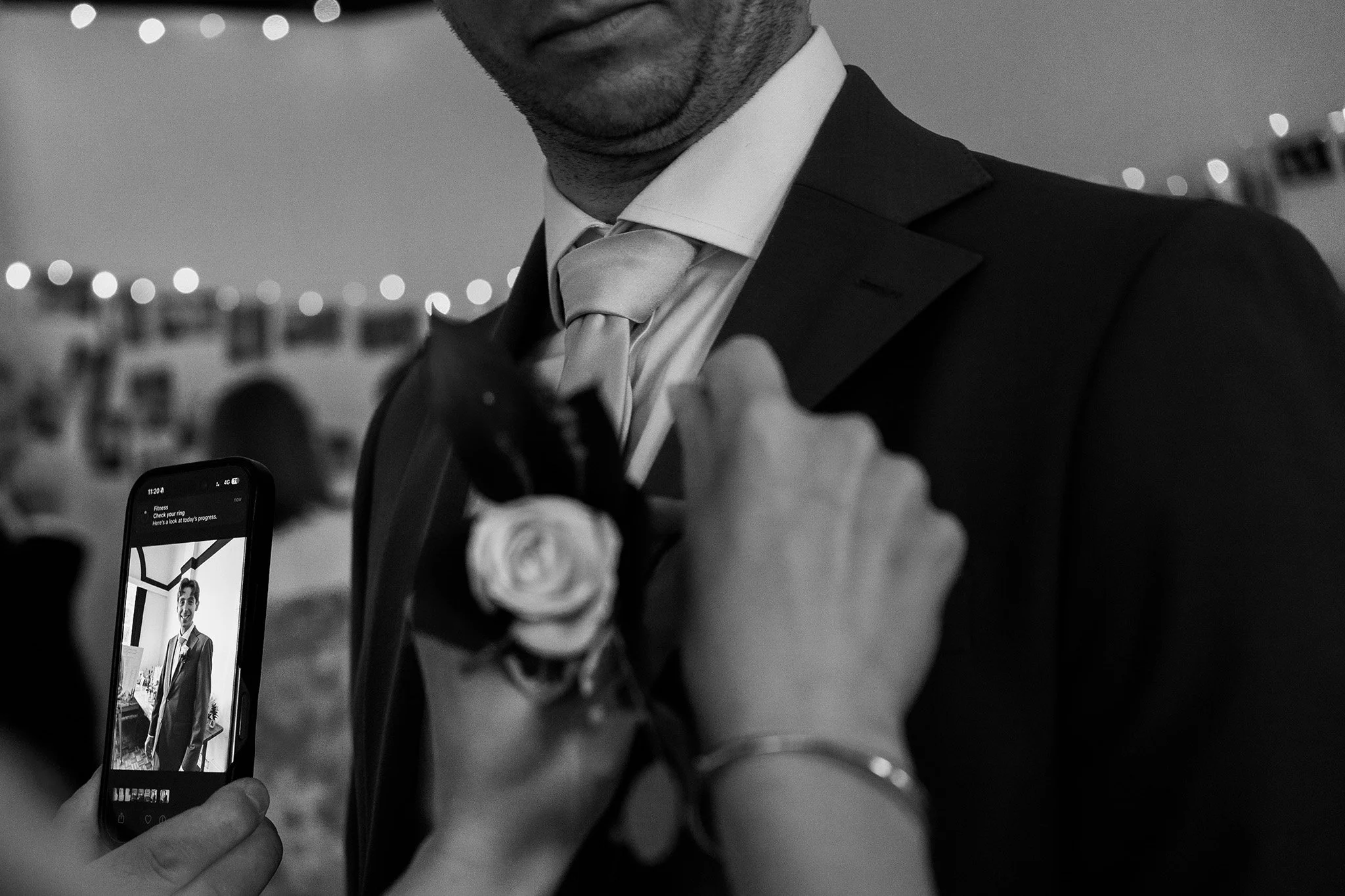 prep during village hall wedding