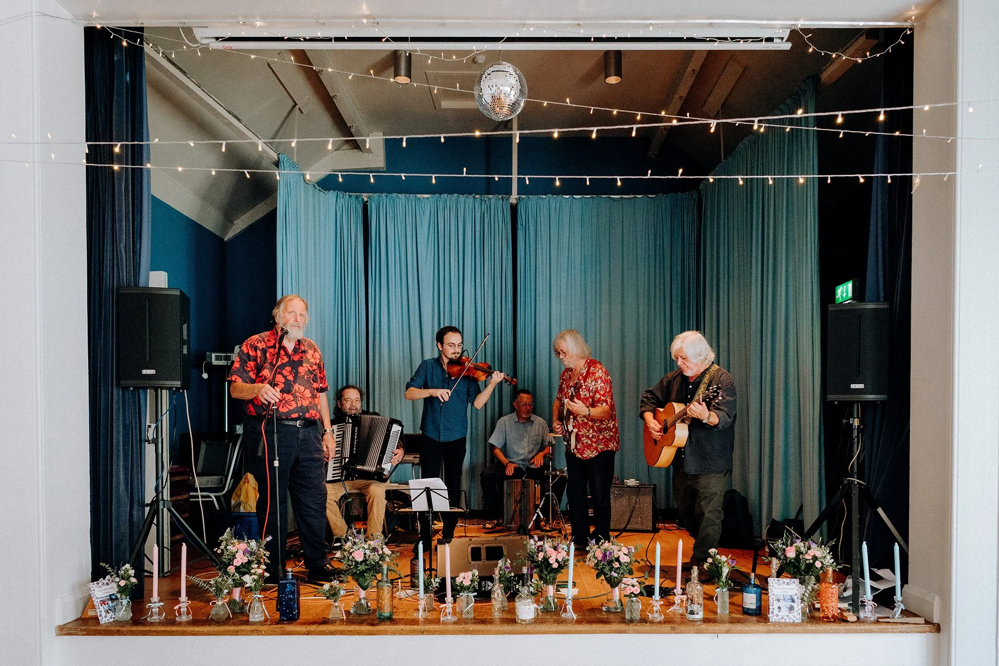 ceilidh fun at a village hall wedding 