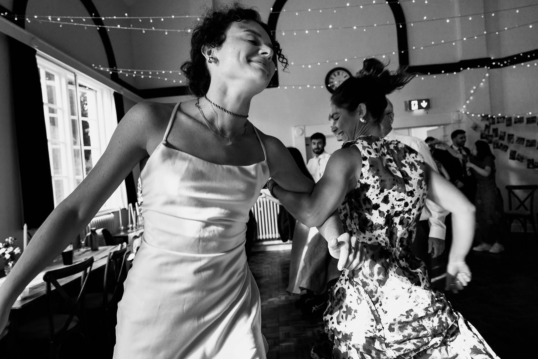 ceilidh fun at a village hall wedding 