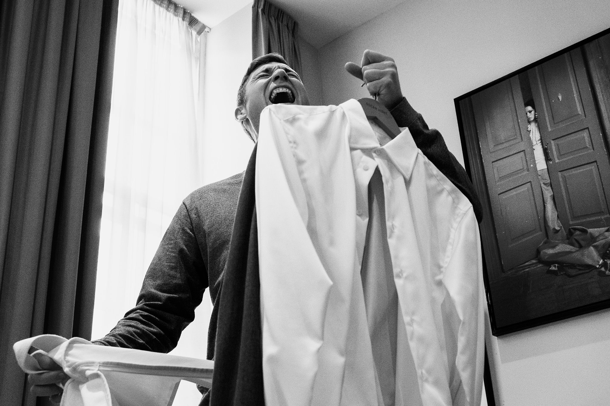 groom having a laugh morning on duke street liverpool