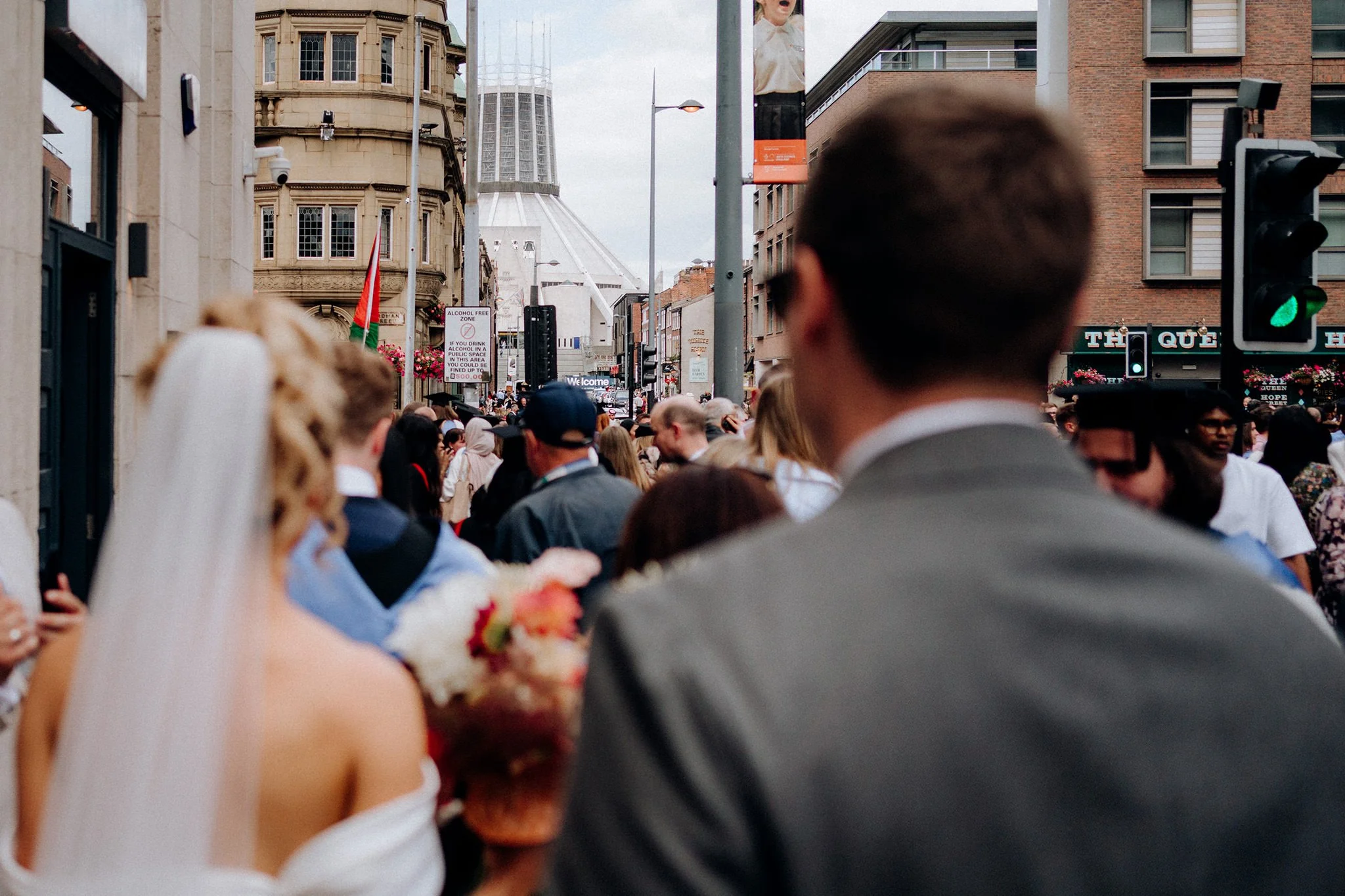 wedding bride and groom on hope street liverpool
