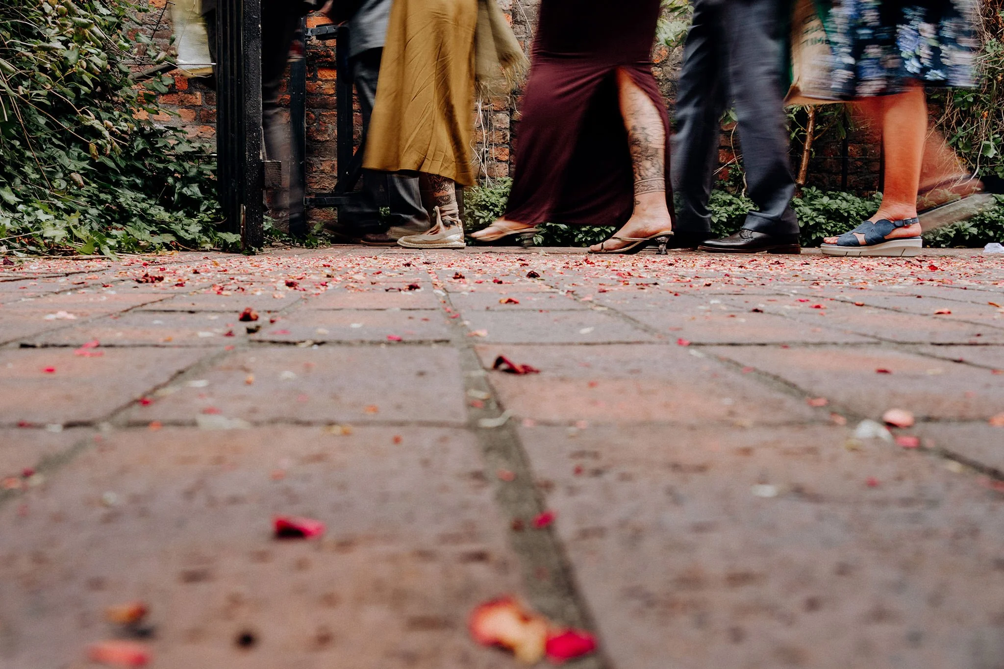 guests walk off after confetti at the bluecoat liverpool