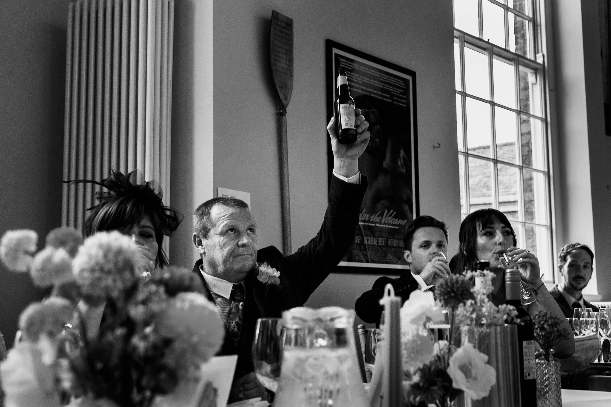 a toast during the speeches at the bluecoat liverpool wedding