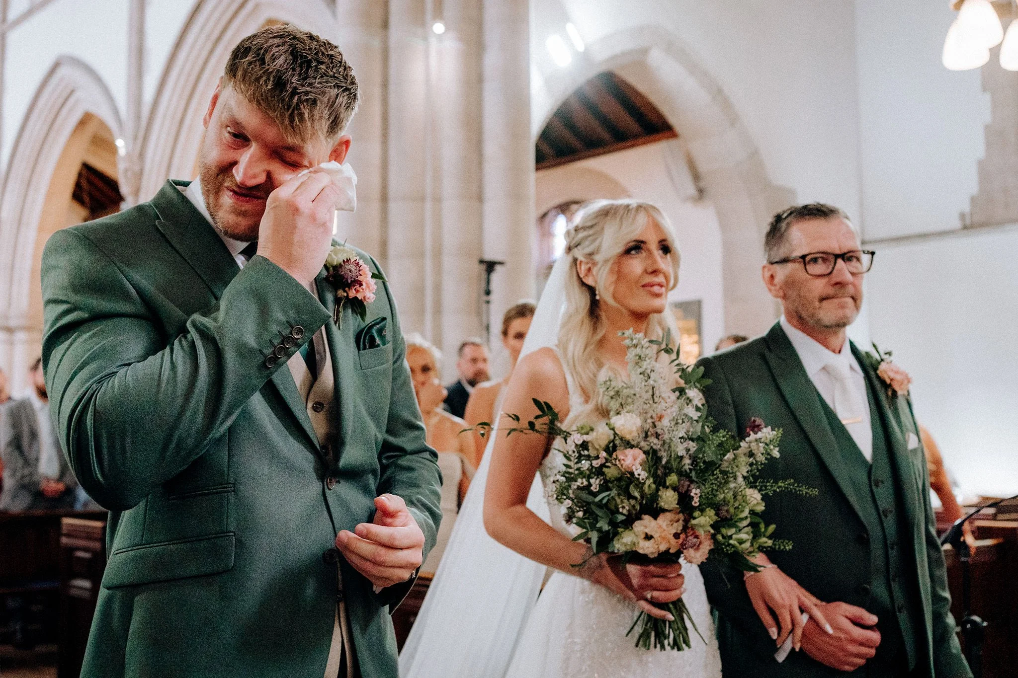 emotional groom during wedding ceremony