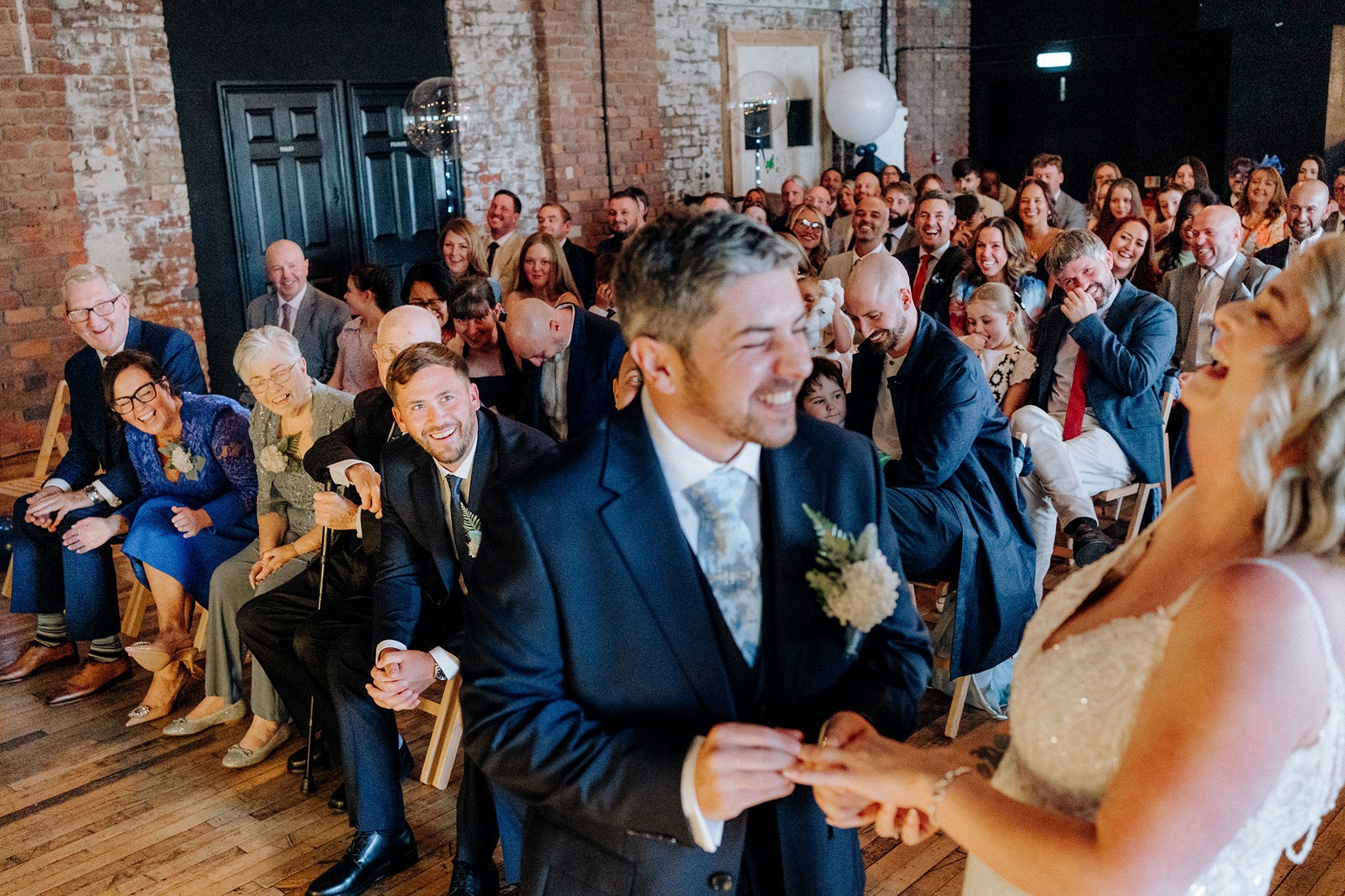 scale liverpool wedding ceremony, happy guests