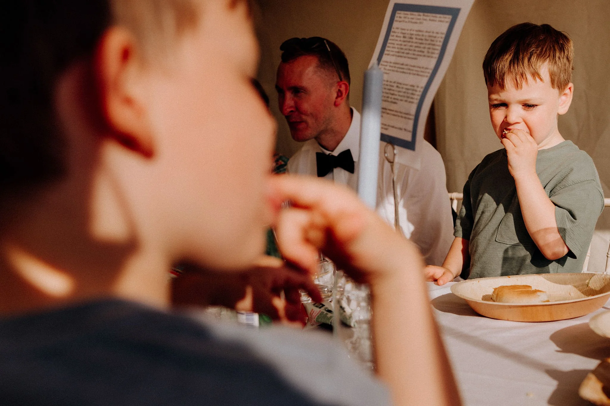 young guests at garden wedding