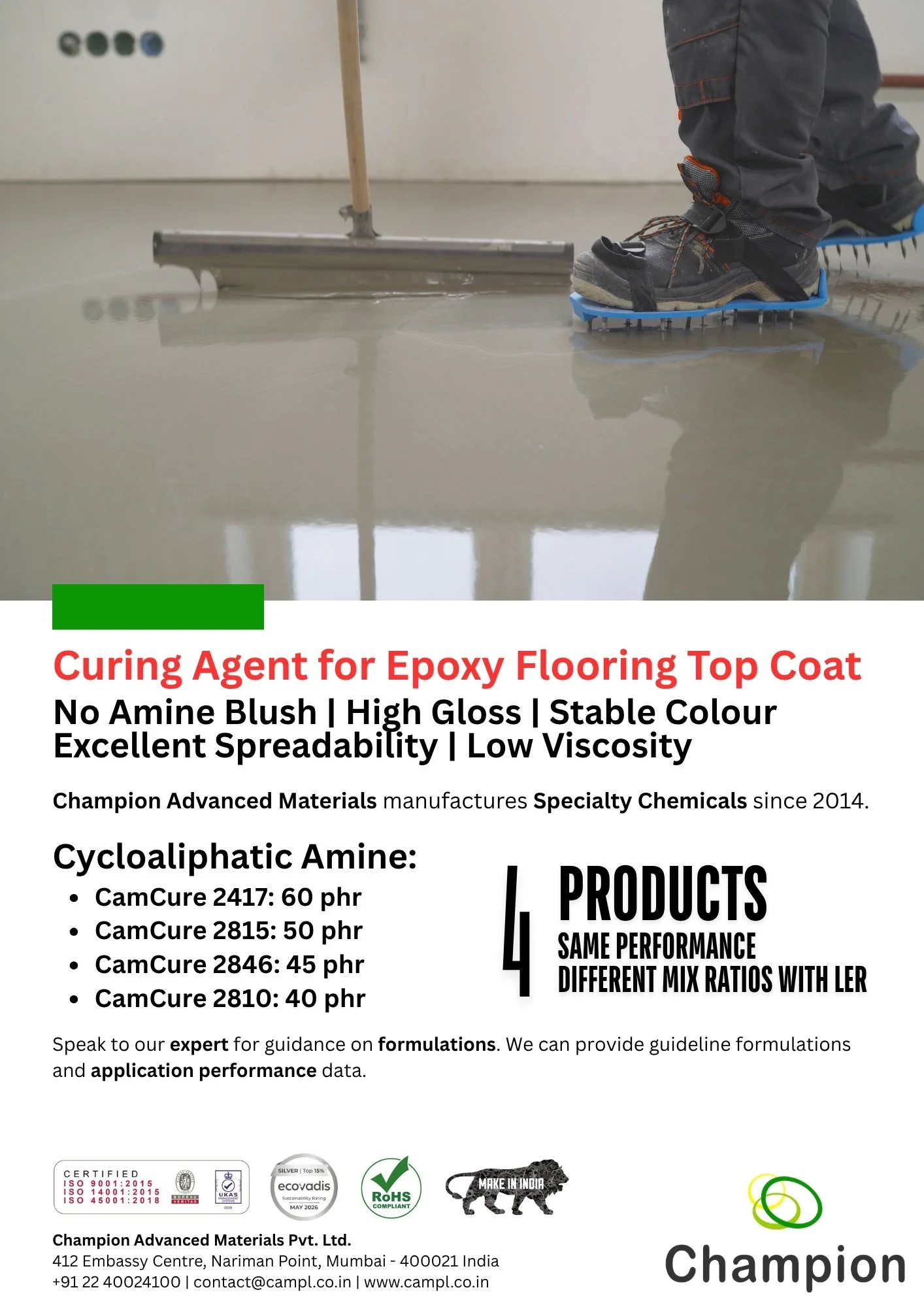 Flooring - Top Coat Curing Agent