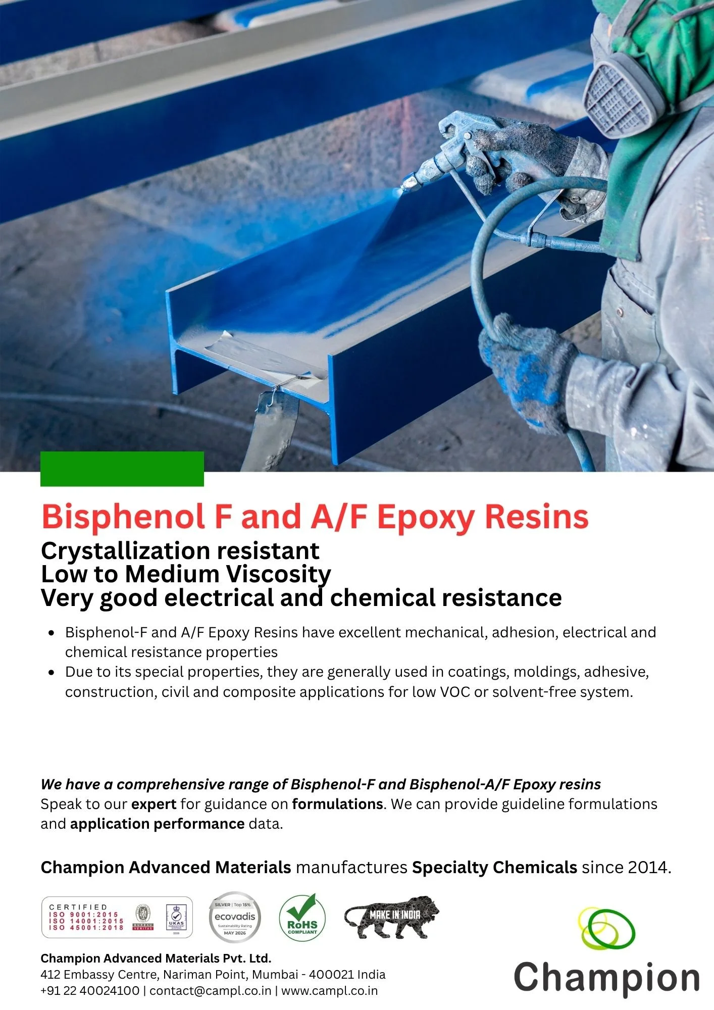 Bis-F and Bis-A/F Epoxy Resin