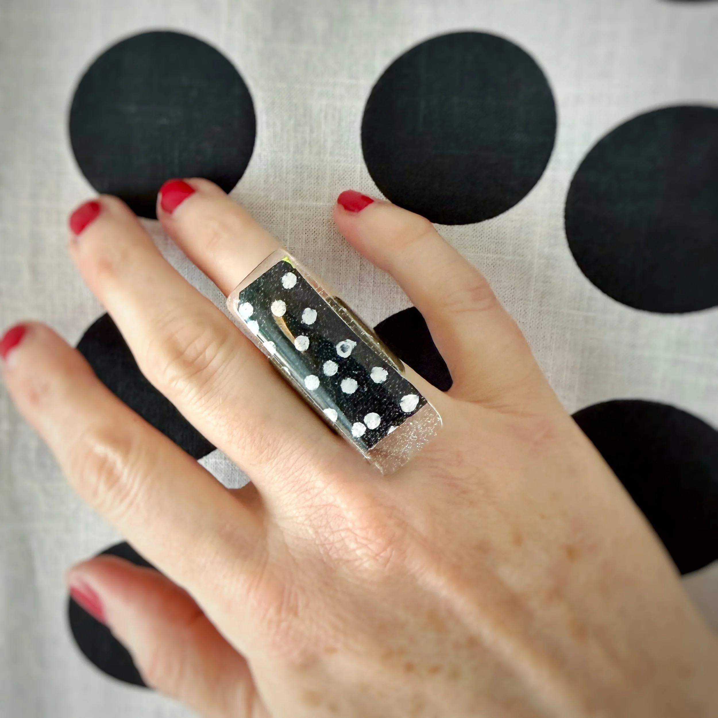 Mod Rectangular Polka Dot Ring